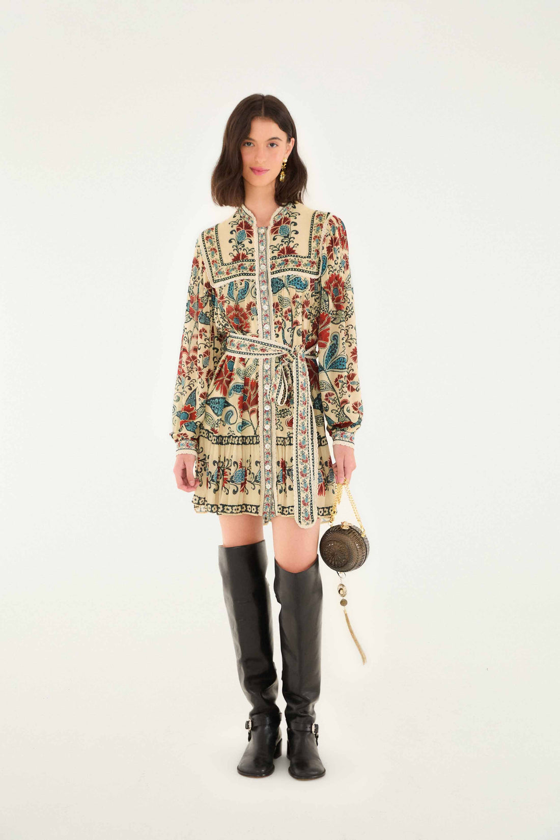 Francesca Sand Long Sleeve Mini Dress