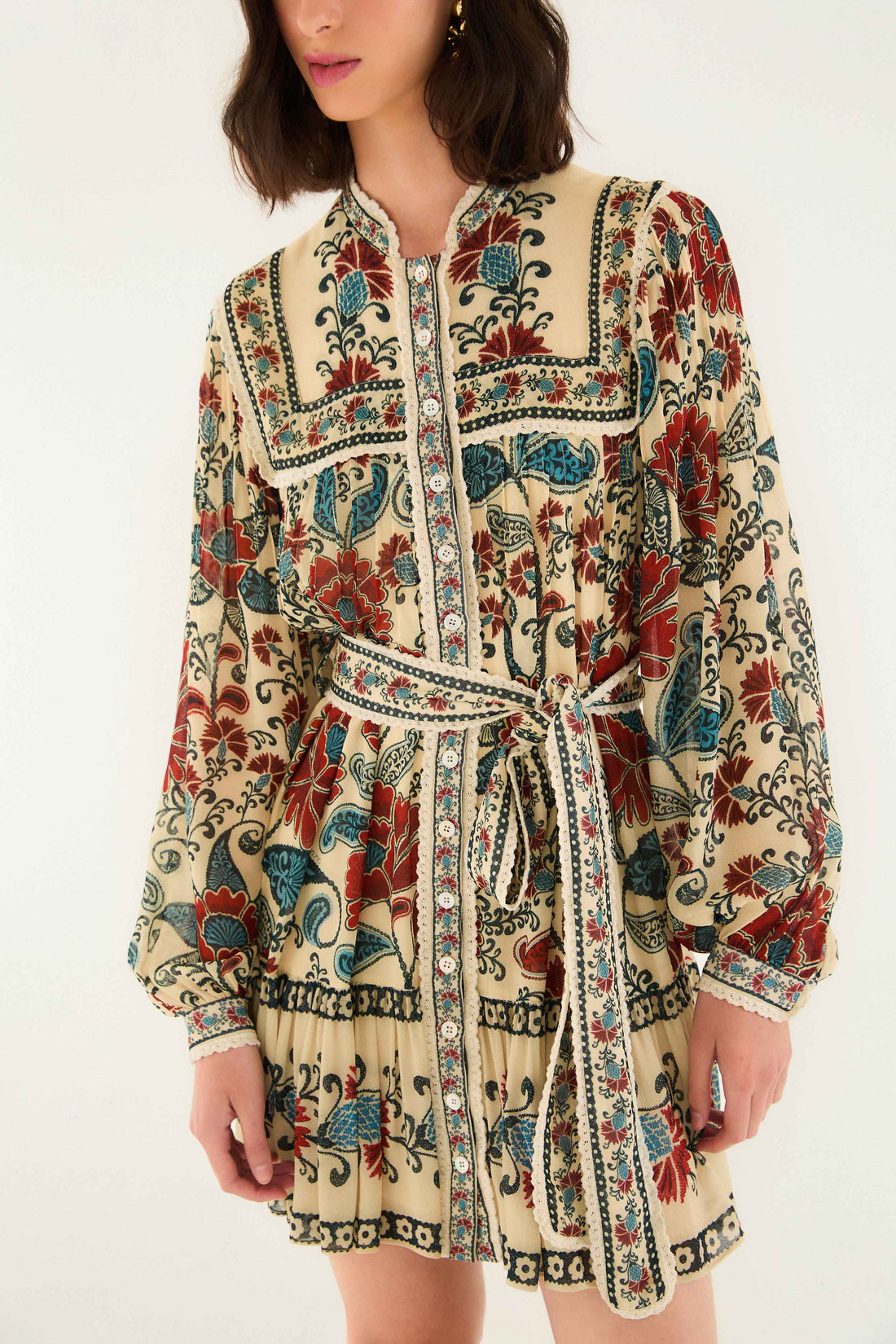 Francesca Sand Long Sleeve Mini Dress