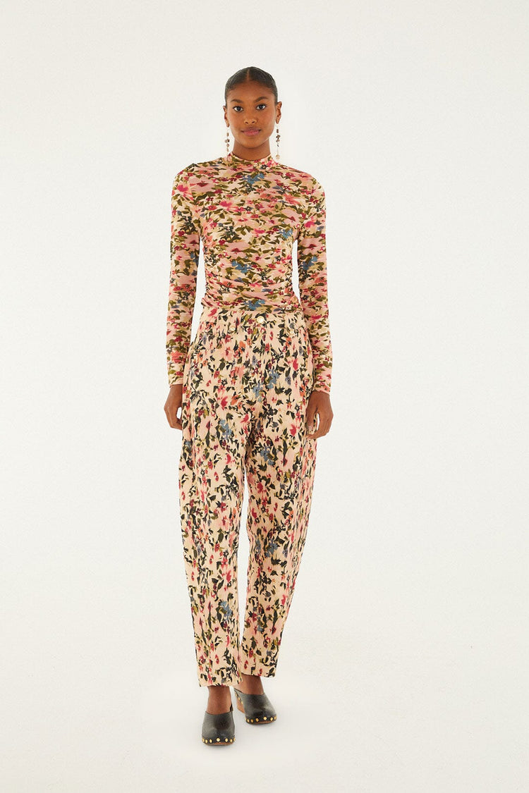 FARM Rio model wearing the Pink Tiny Flowers Canvas Ballon Pants