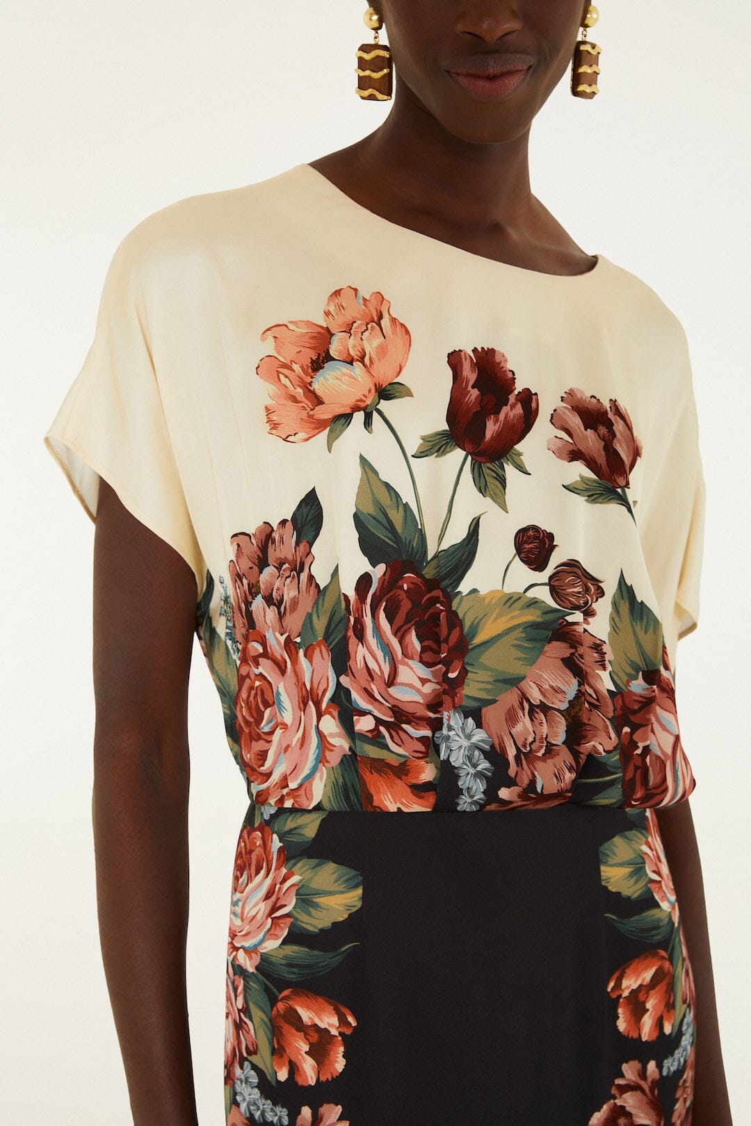 Winter Floral Short Sleeve Maxi Dress