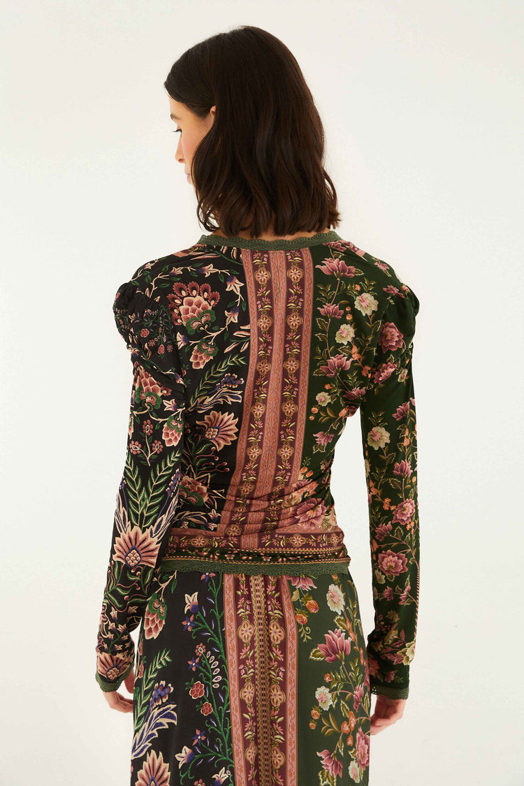 Mixed Winter Garden Long Sleeve Blouse