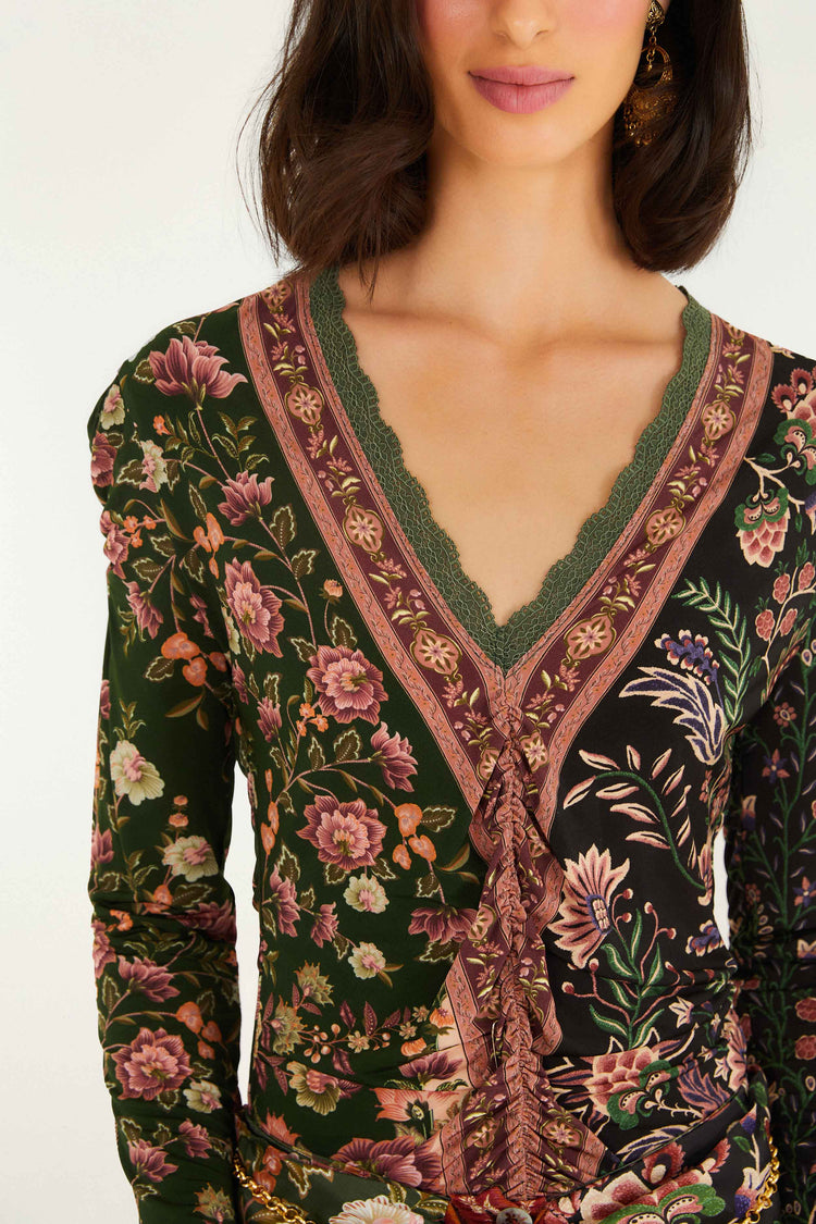 Mixed Winter Garden Long Sleeve Blouse