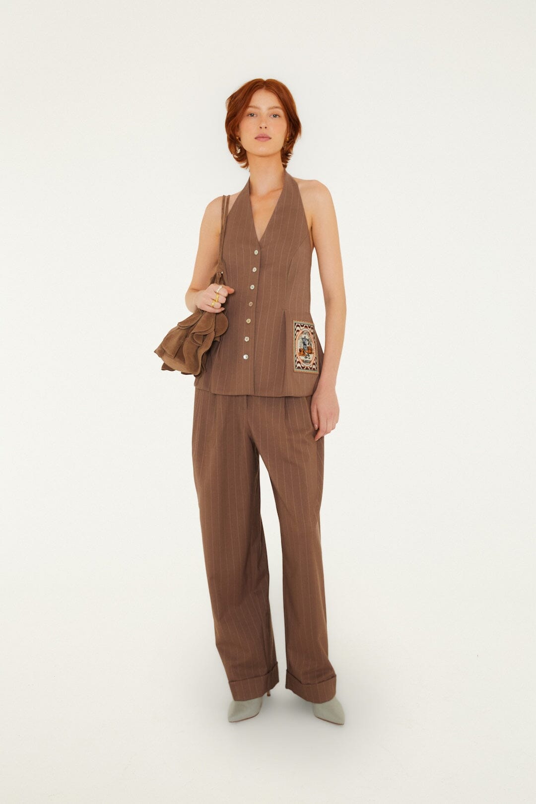 Yarn Dyed Caramel Sleveless Vest