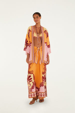 Soft Yellow Arabesc Kimono