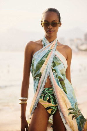 Sarong With Silver Beads Along The Side