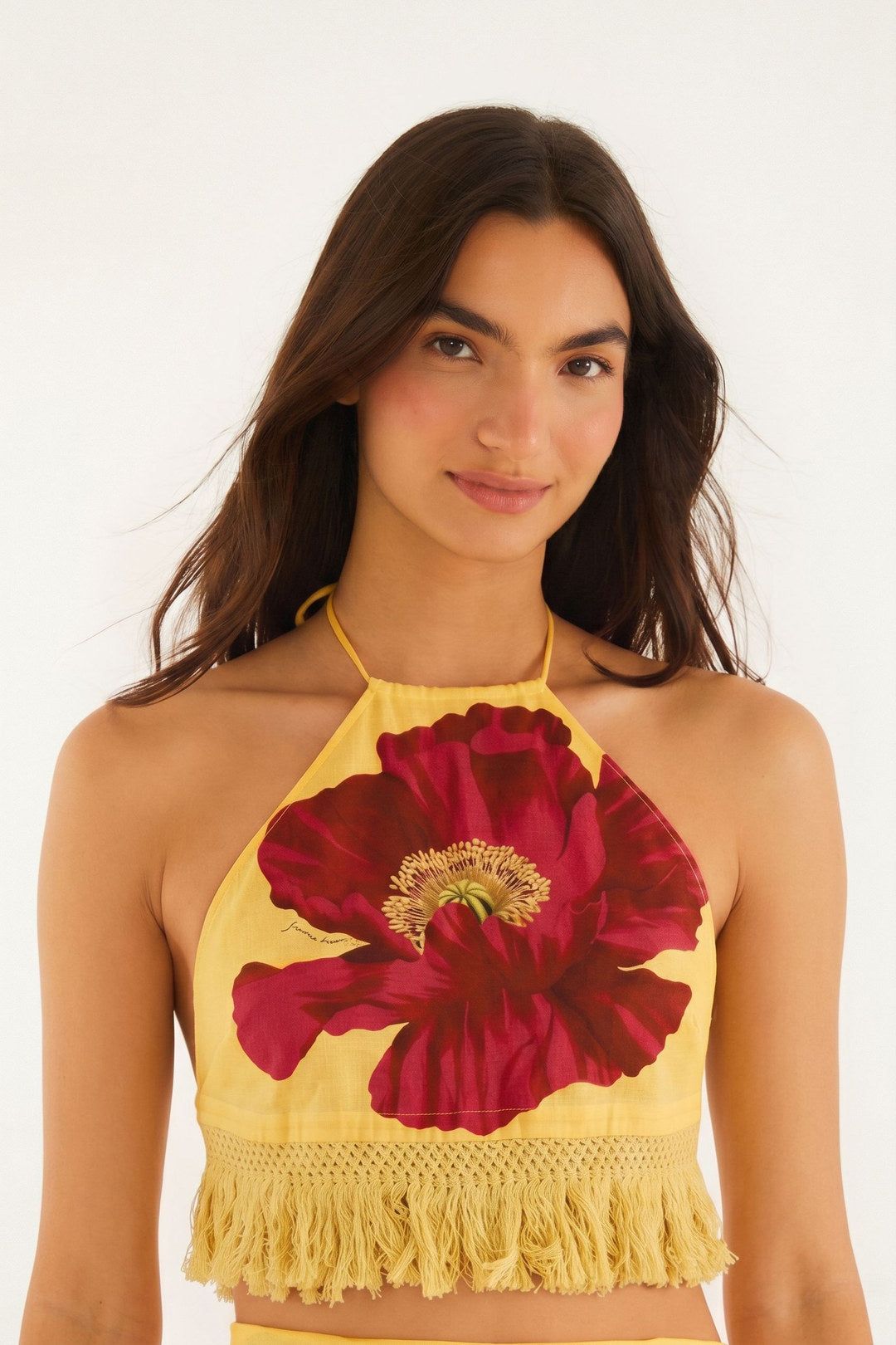 Neck Tie Blouse With Fringes