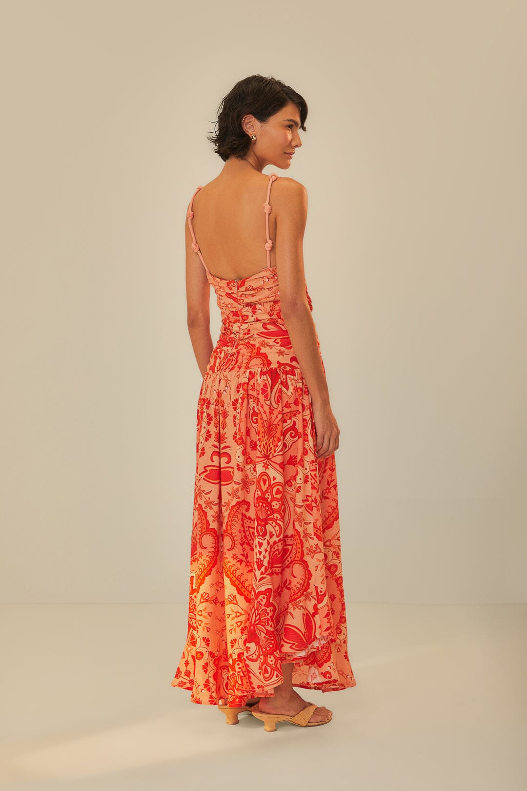 FARM Rio model wearing the Jaipur Red Crossed Over Maxi Dress