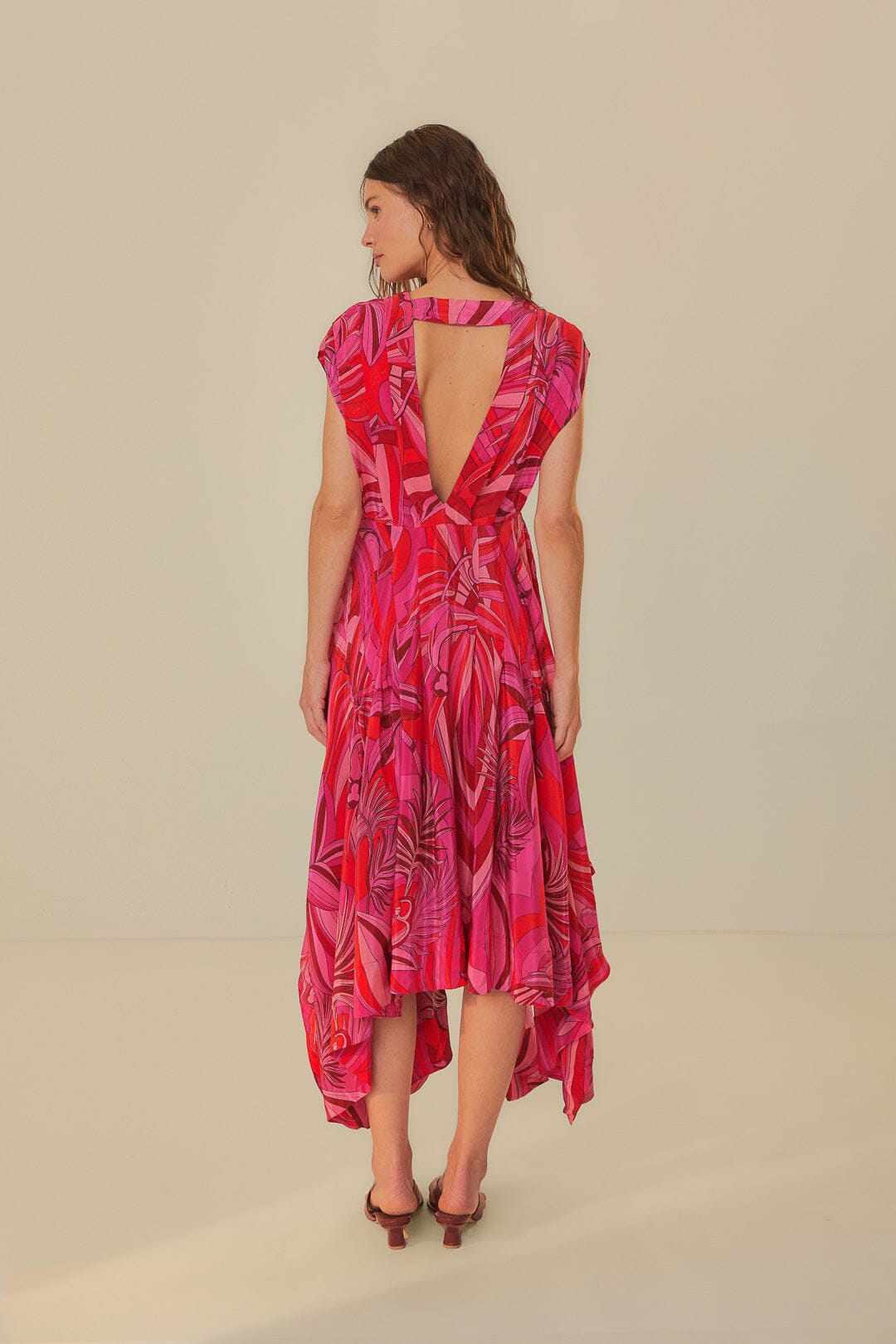 FARM Rio model wearing the Endless Summer Red V Neckline Midi Dress
