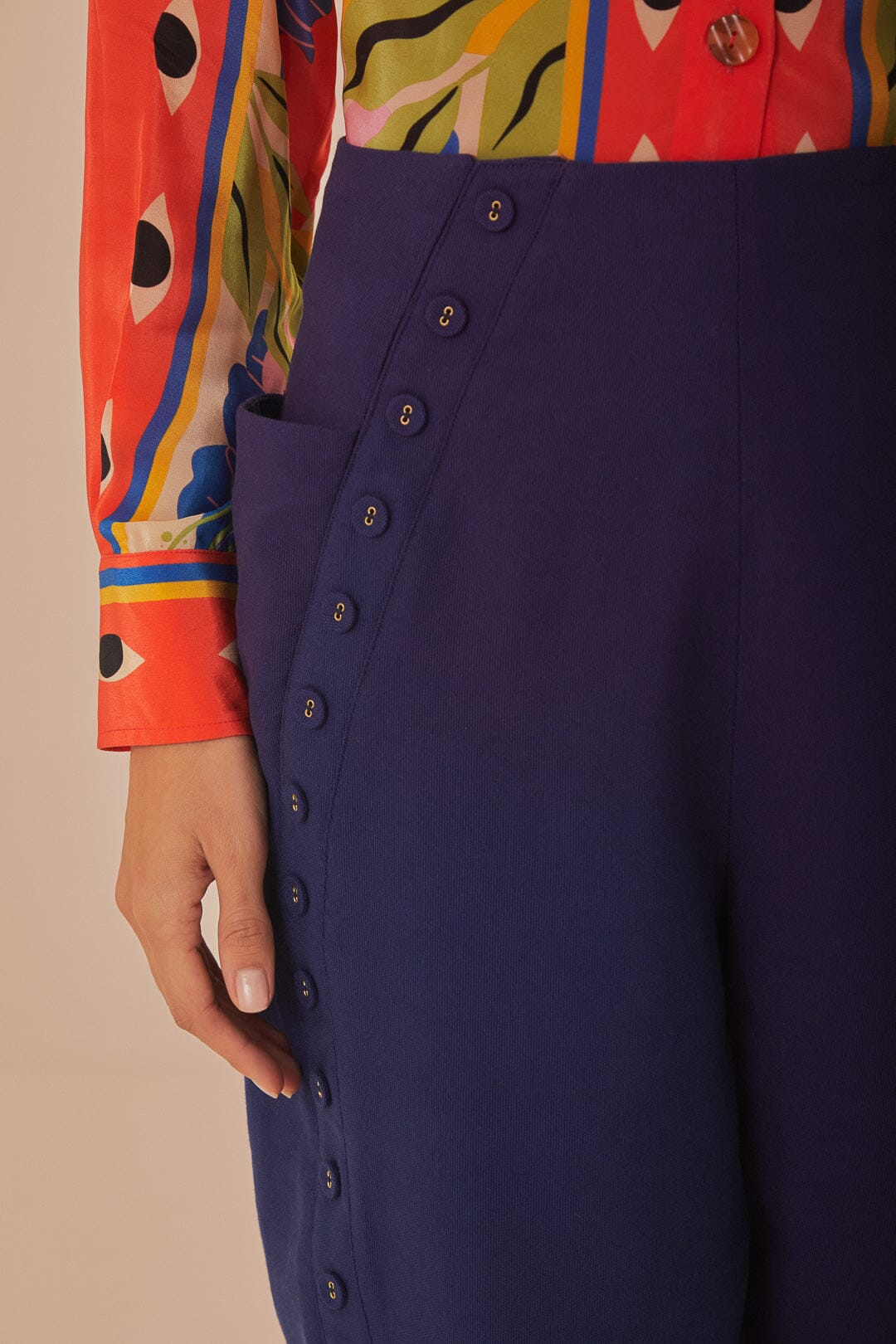 FARM Rio model wearing the Navy Blue High Waisted Pants