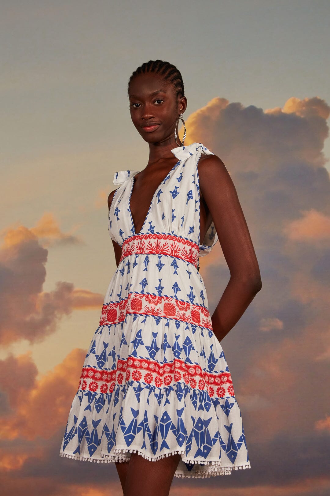 Shop for Graphic Fishes Off White Mini Dress