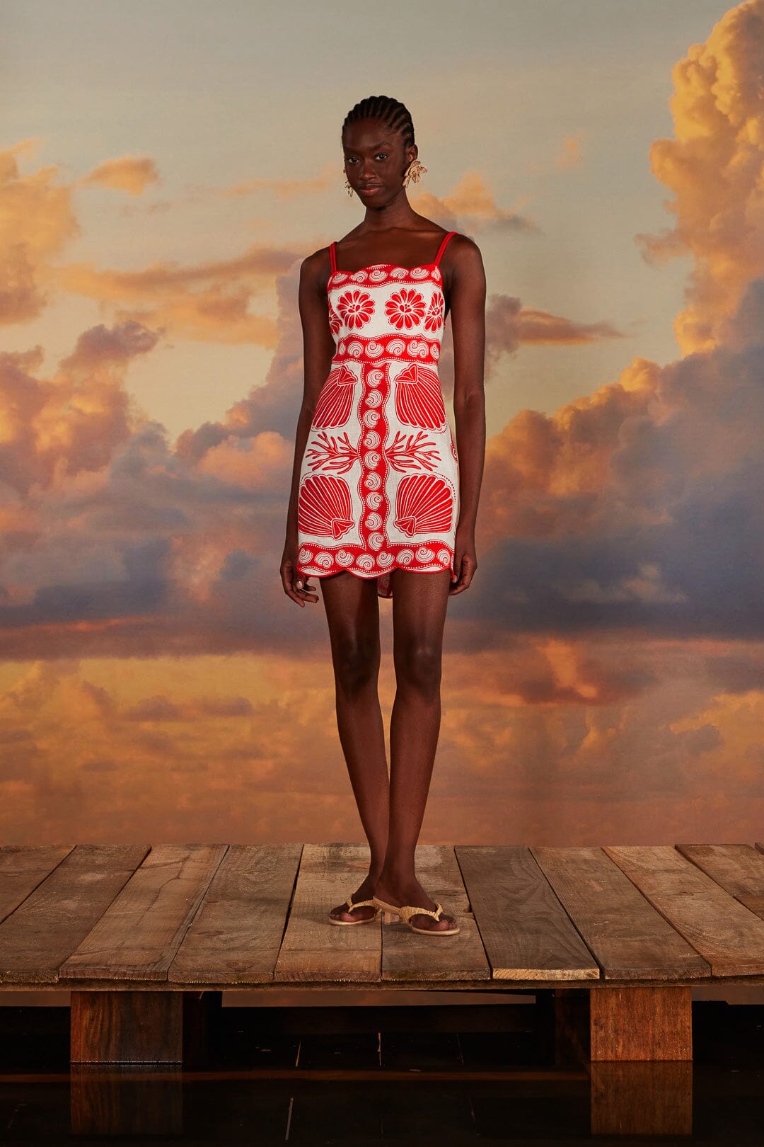 FARM Rio model wearing the Ainika Shell White Mini Dress