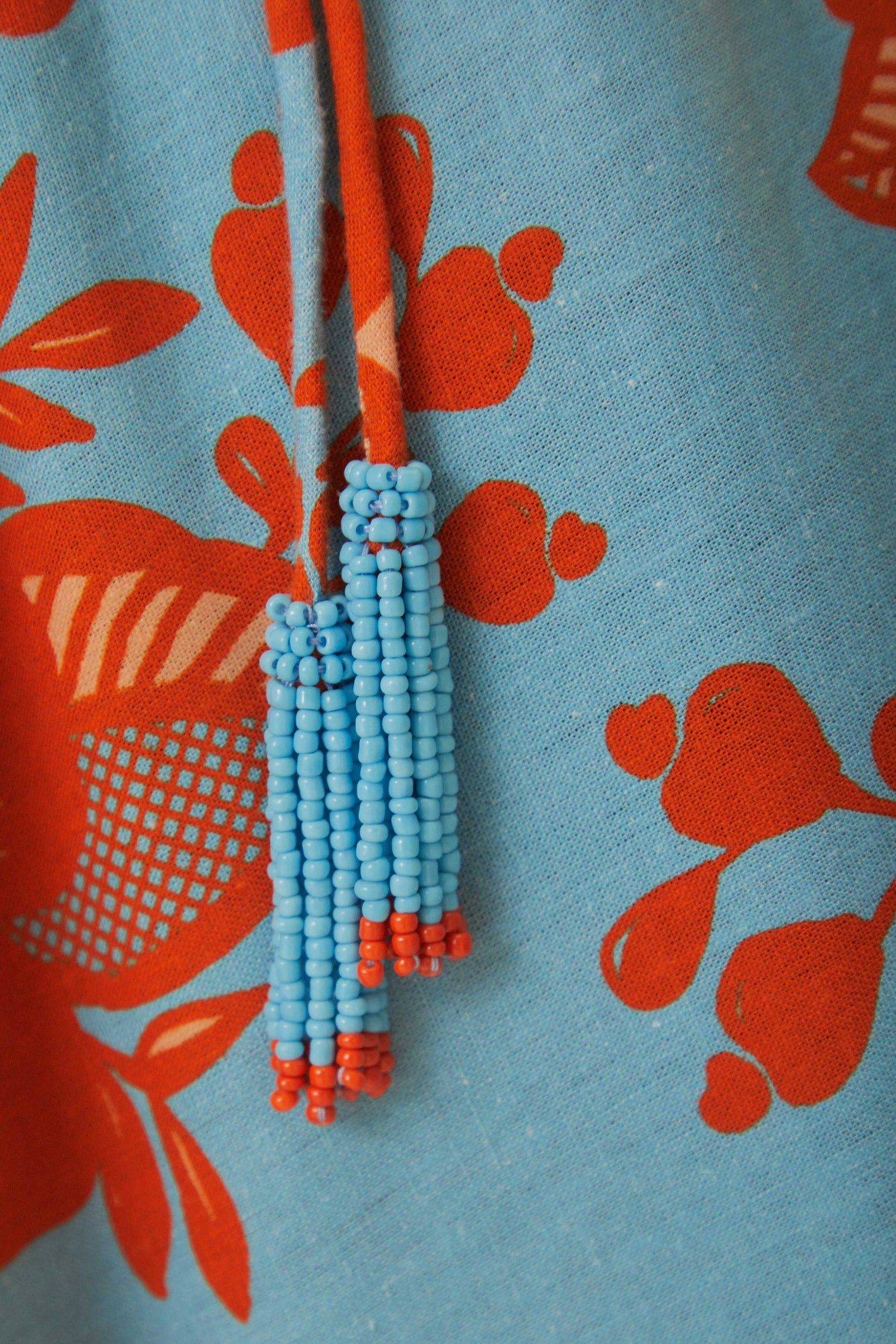 FARM Rio model wearing the Lace Garden Blue Midi Dress