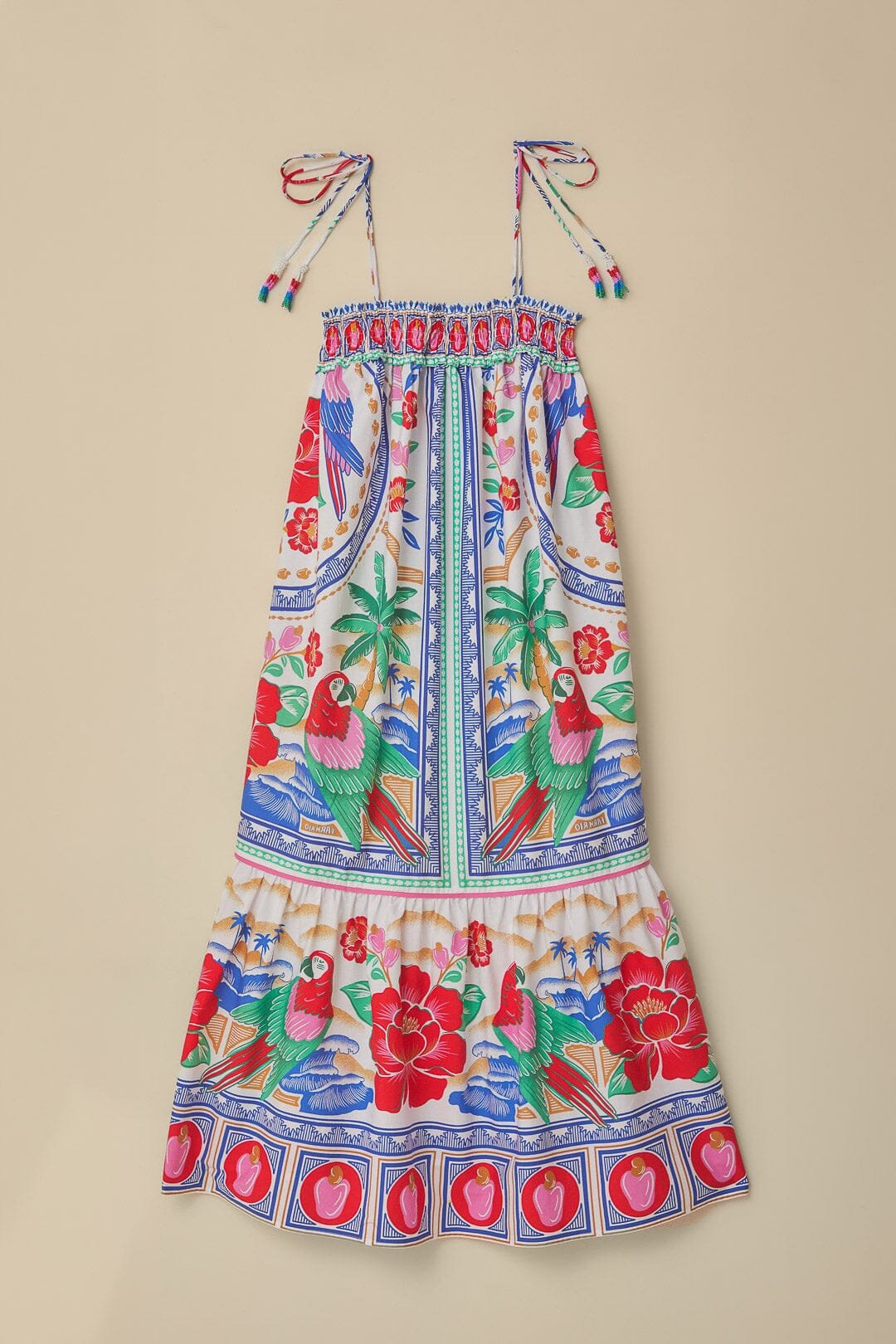 FARM Rio model wearing the Off-White Flowers Beach Maxi Dress