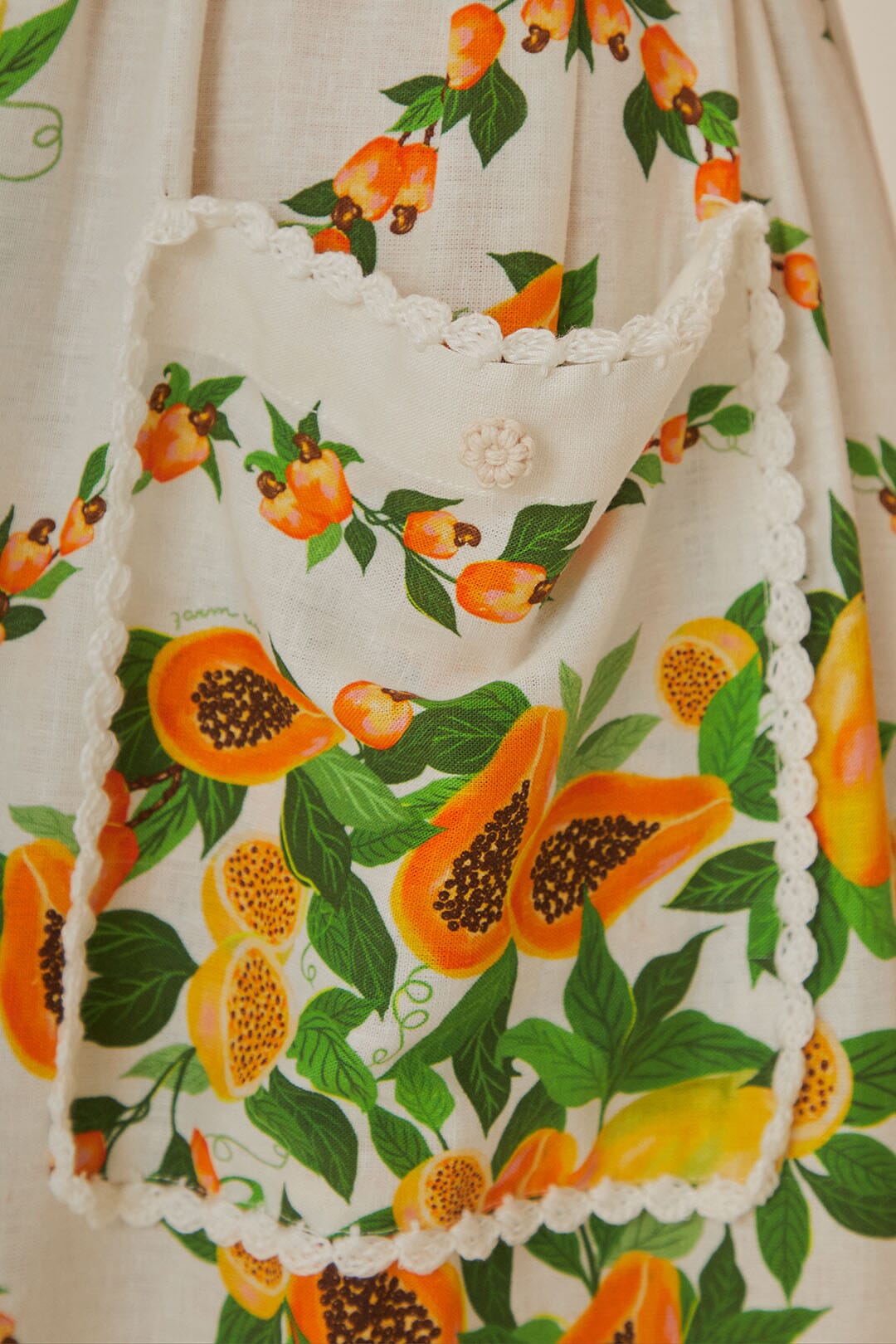 FARM Rio model wearing the Papaya Salad Scarf Off-White Maxi Dress