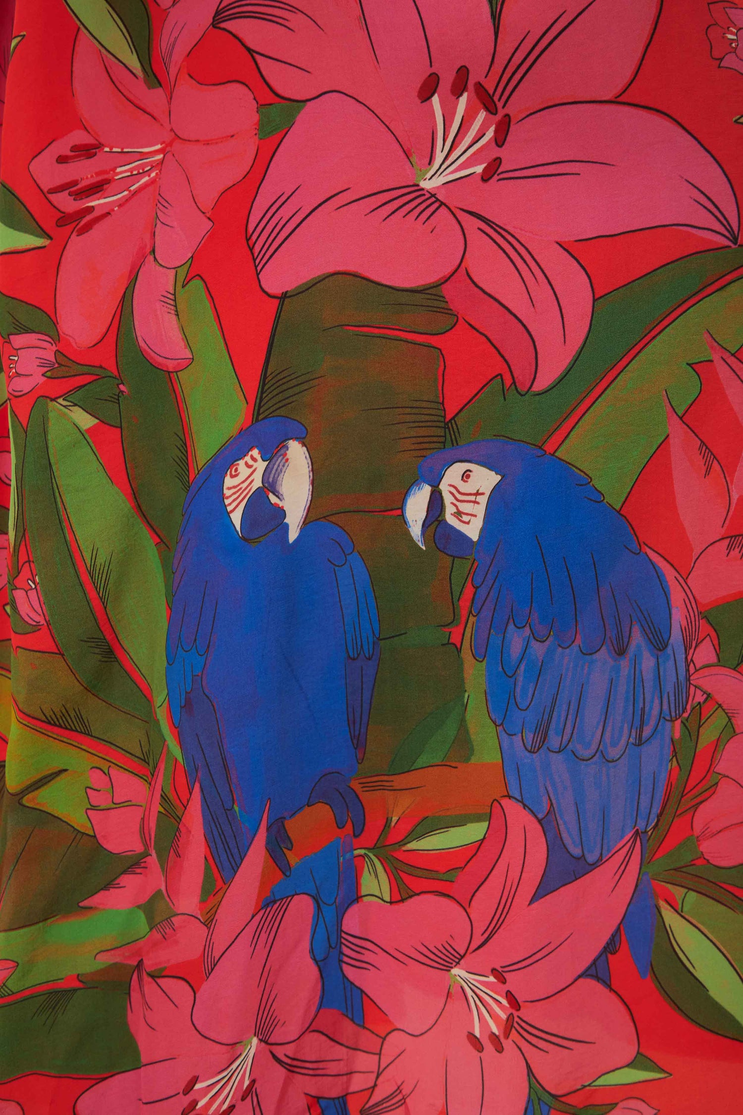 FARM Rio model wearing the Summer Foliage Scarf Red Maxi Dress