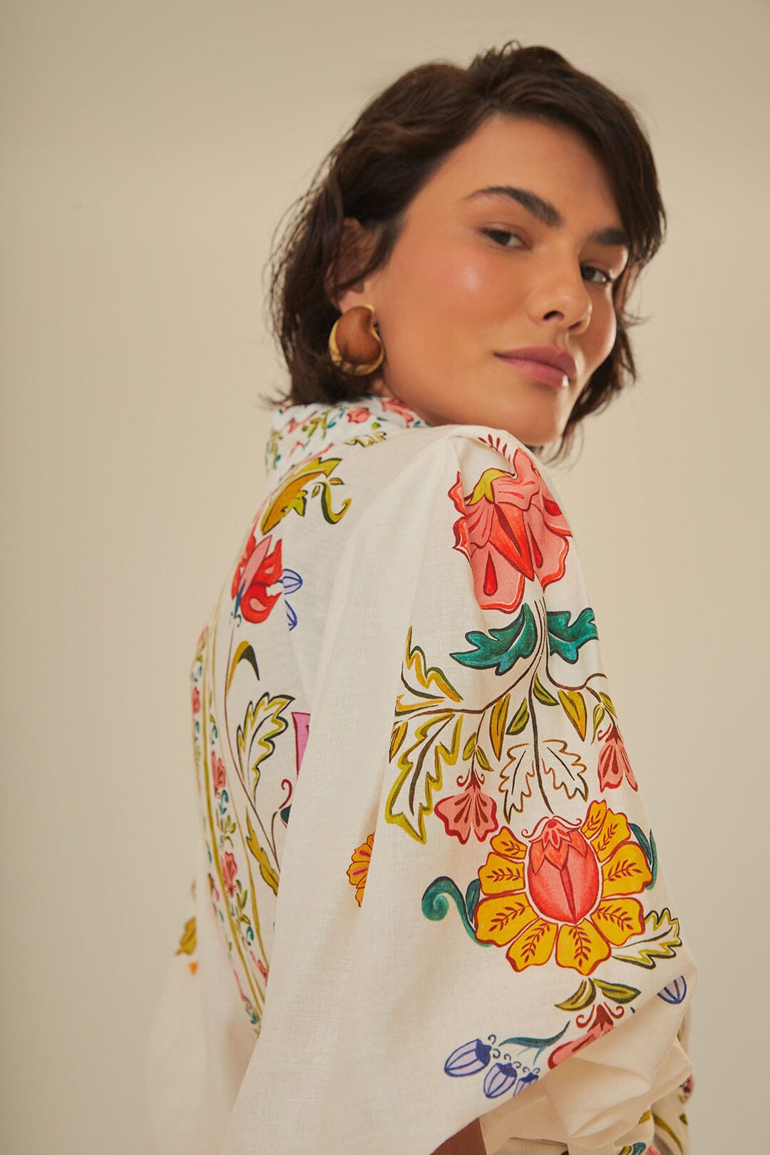 FARM Rio model wearing the Floral Insects Off White Romper