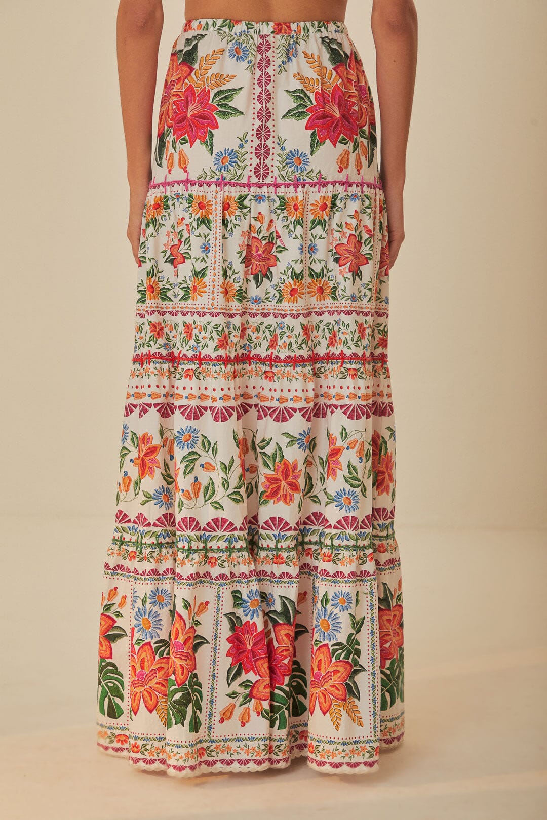 FARM Rio model wearing the Bloom Garden Off White Skirt