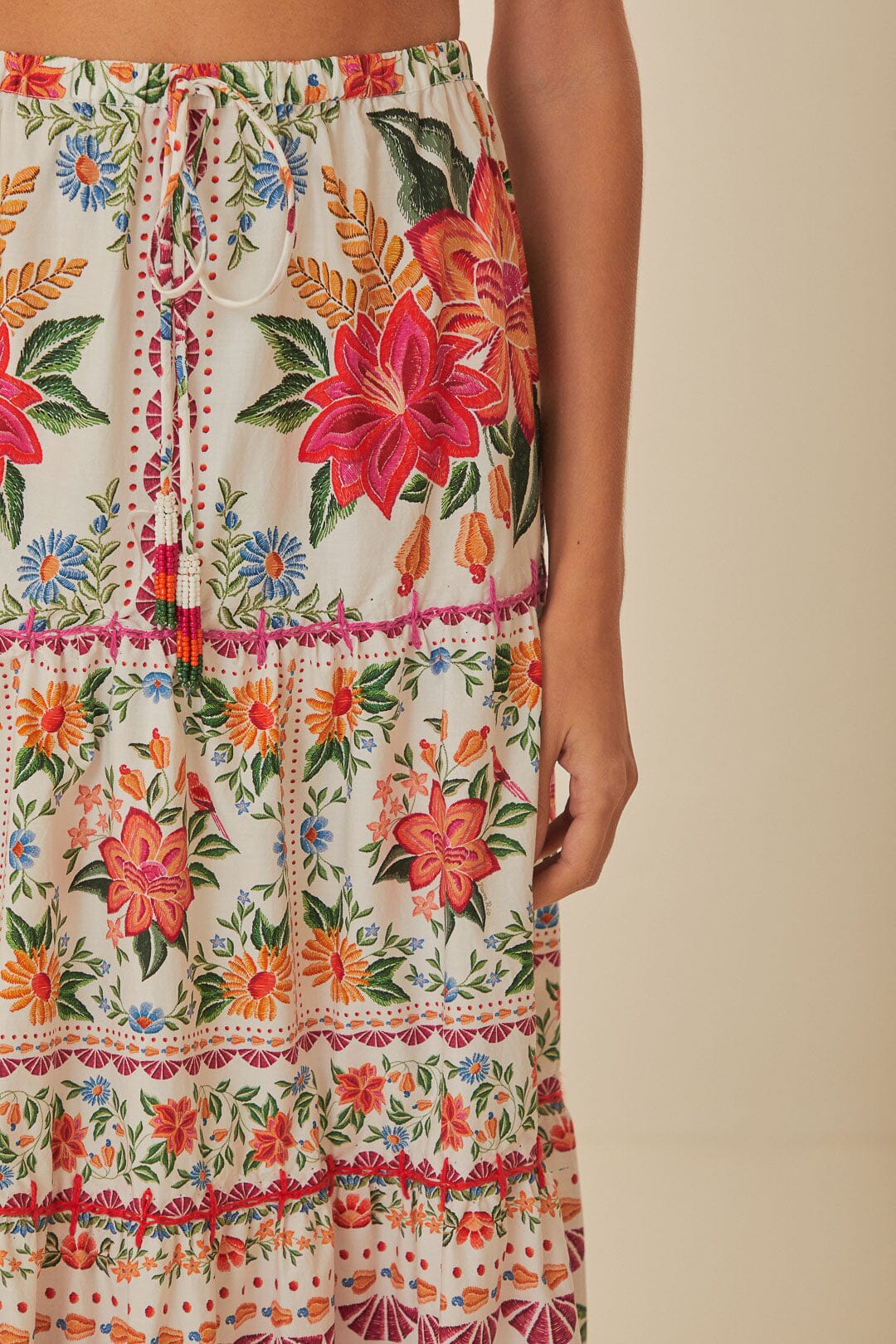 FARM Rio model wearing the Bloom Garden Off White Skirt