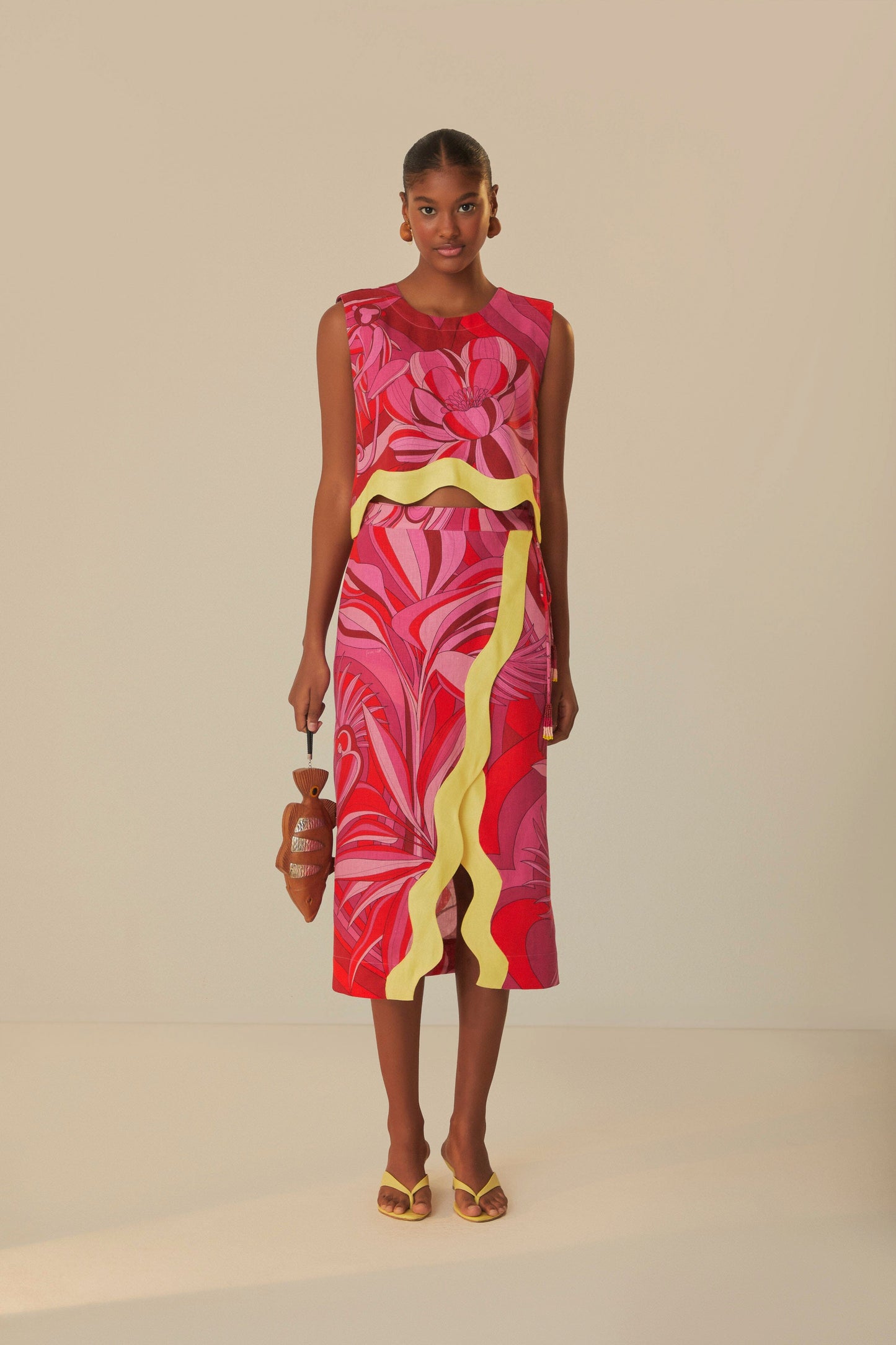 FARM Rio model wearing the Endless Summer Red Cropped Top