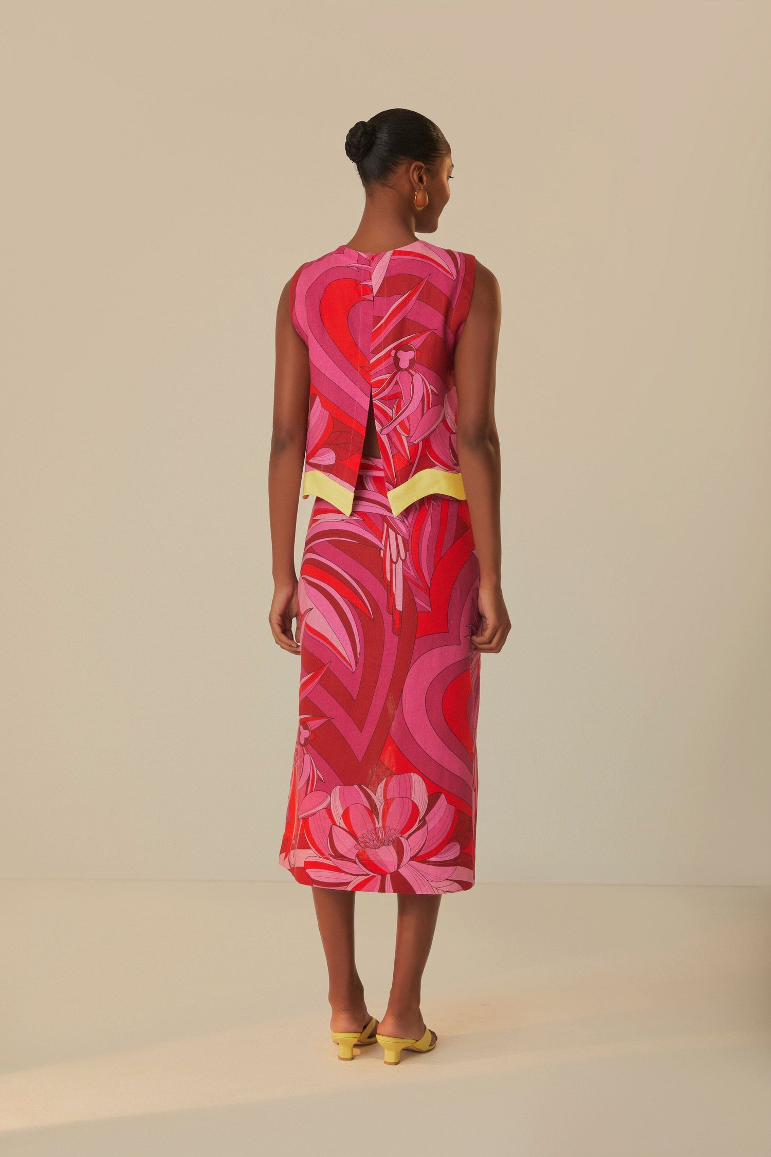 FARM Rio model wearing the Endless Summer Red Wrap Skirt