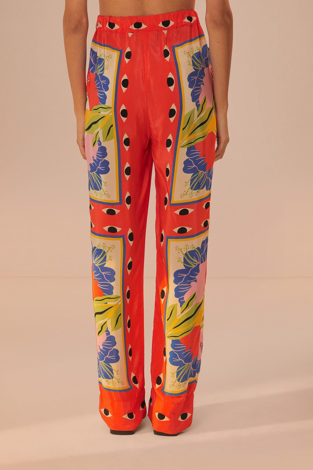 FARM Rio model wearing the Surreal Scarf Sand Pijama Pants