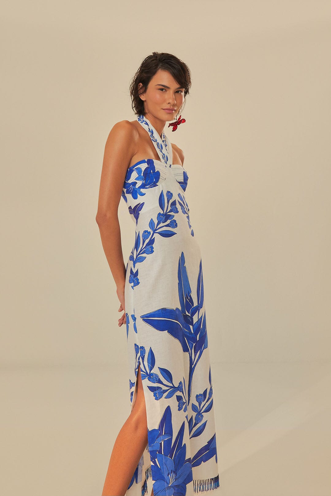Blue Yard Off-White Sleeveless Maxi Dress