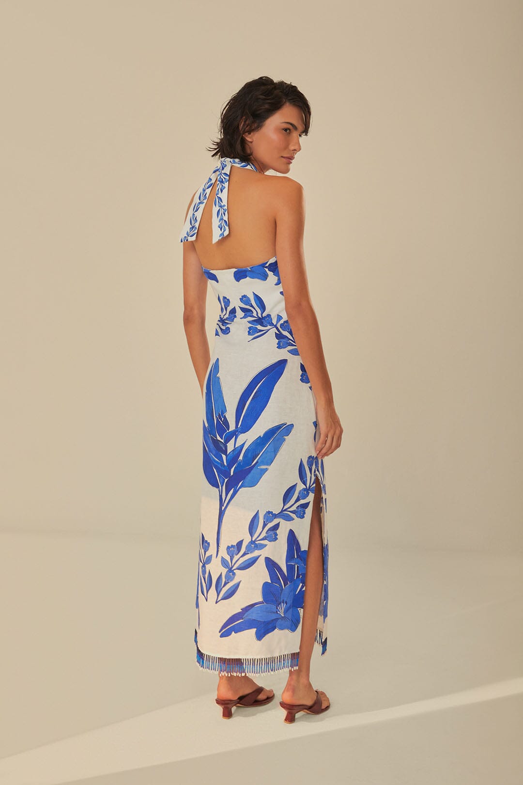 Blue Yard Off-White Sleeveless Maxi Dress