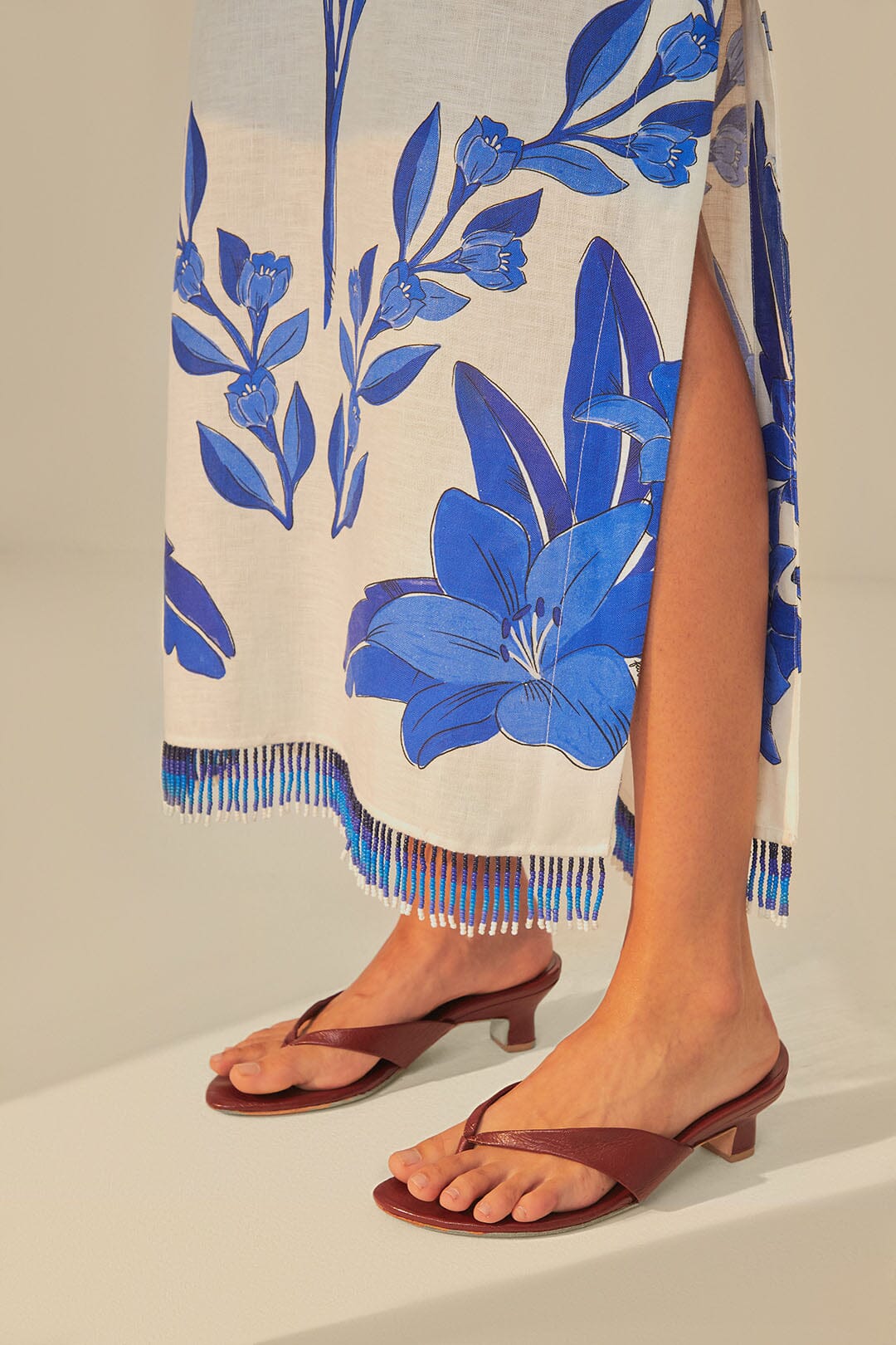 off white blue yard sleeveless maxi dress White and Dusty Blue Striped Sleeveless Maxi Dress