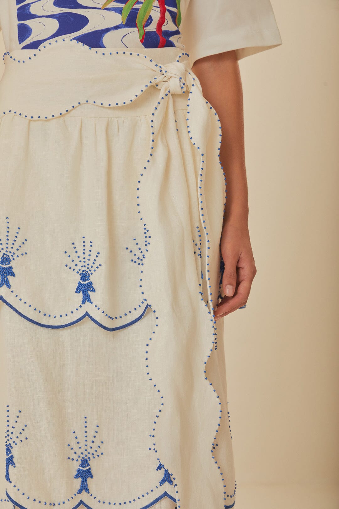 FARM Rio model wearing the Sea Of Fish Midi Skirt