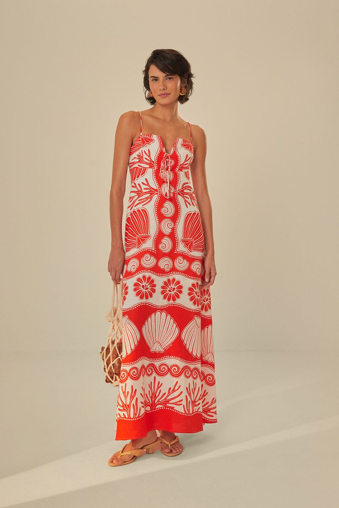 FARM Rio model wearing the Ainika Shell White Maxi Dress