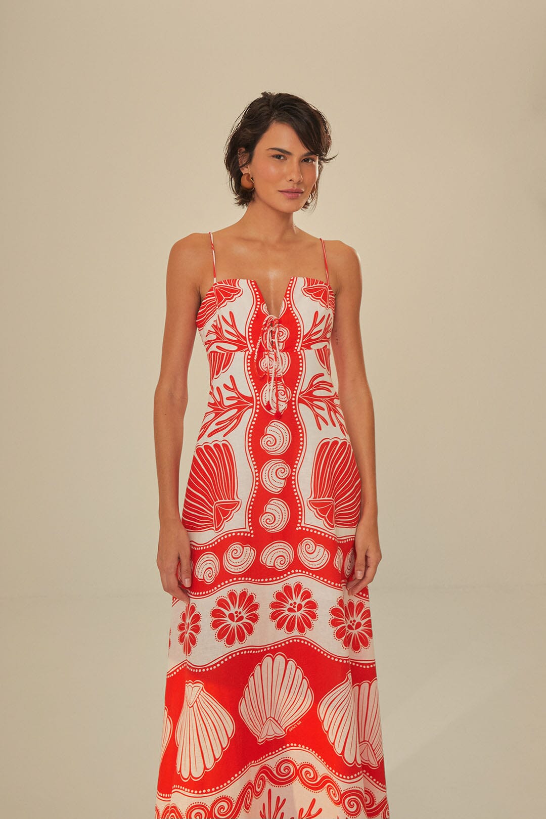 FARM Rio model wearing the Ainika Shell White Maxi Dress