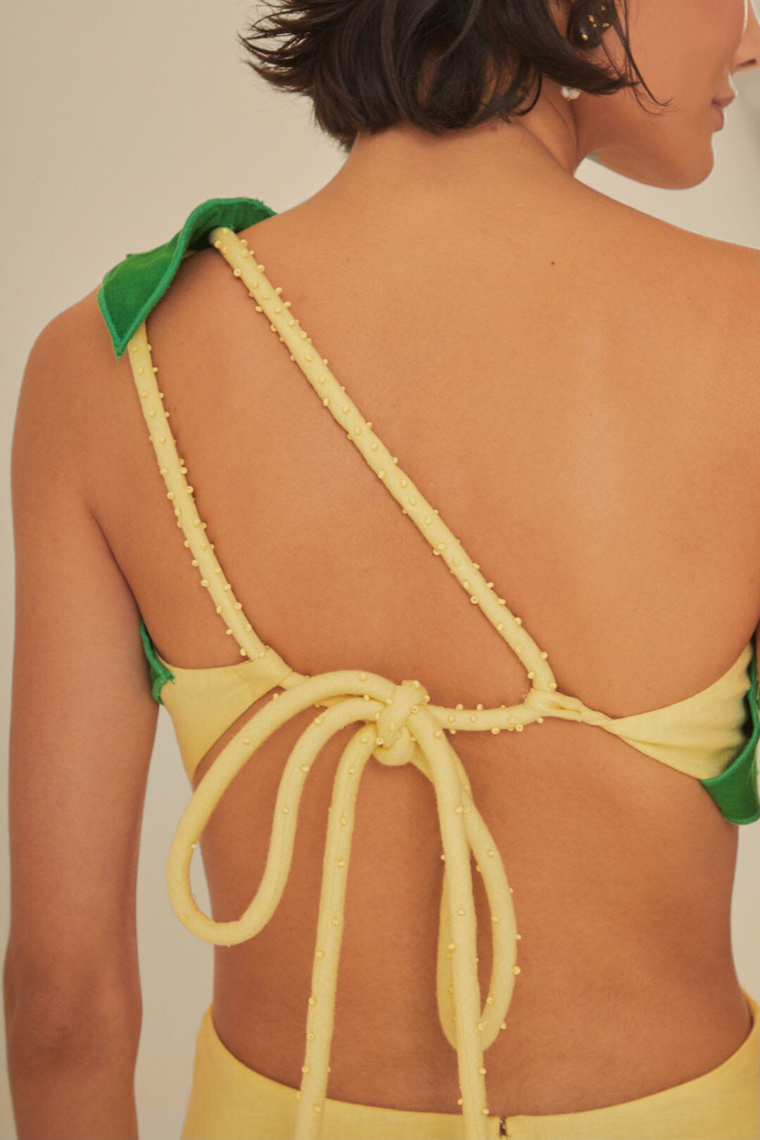 FARM Rio model wearing the Palm Tree Cutwork Midi Dress