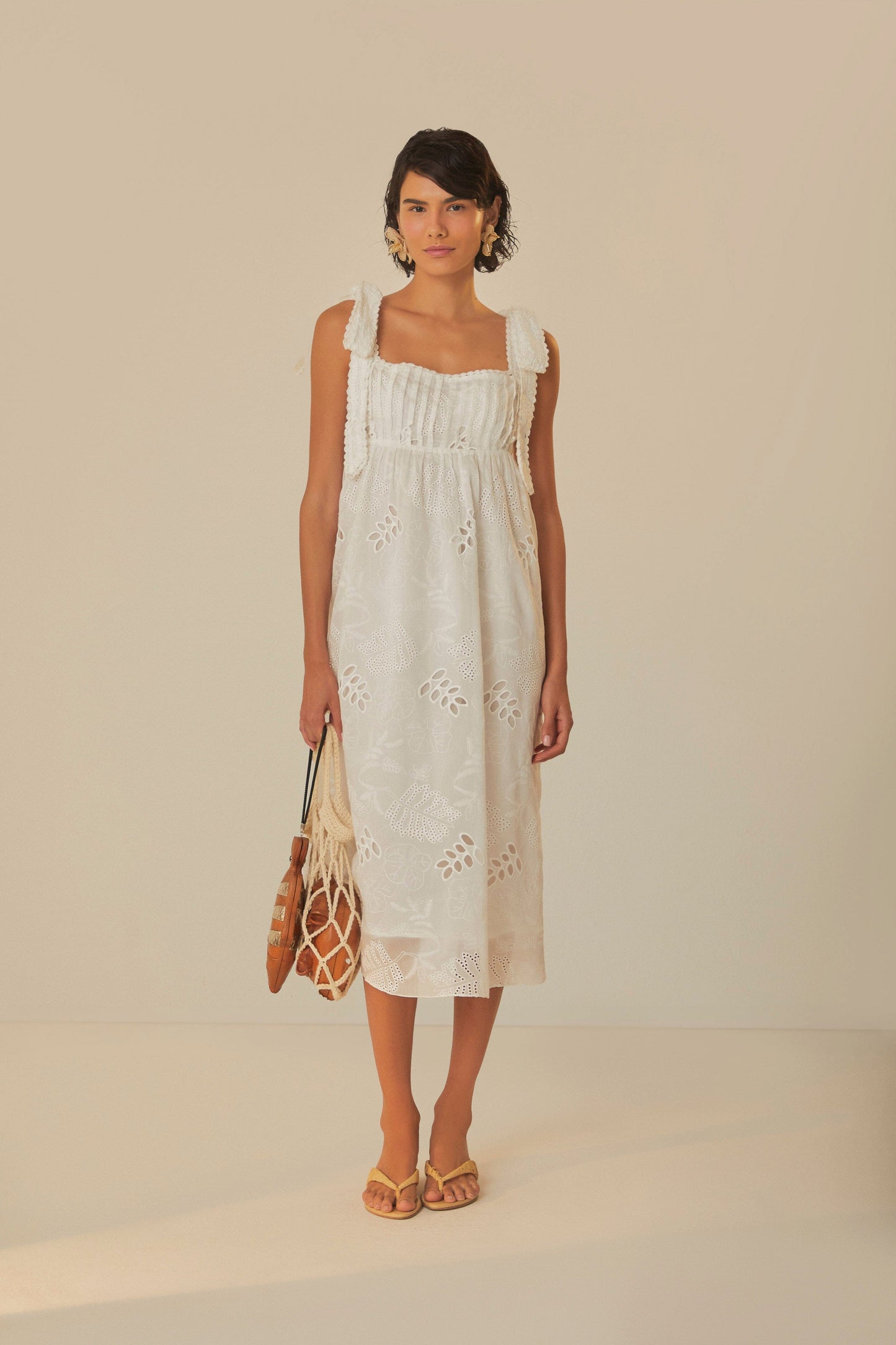 FARM Rio model wearing the Off-White Midi Dress