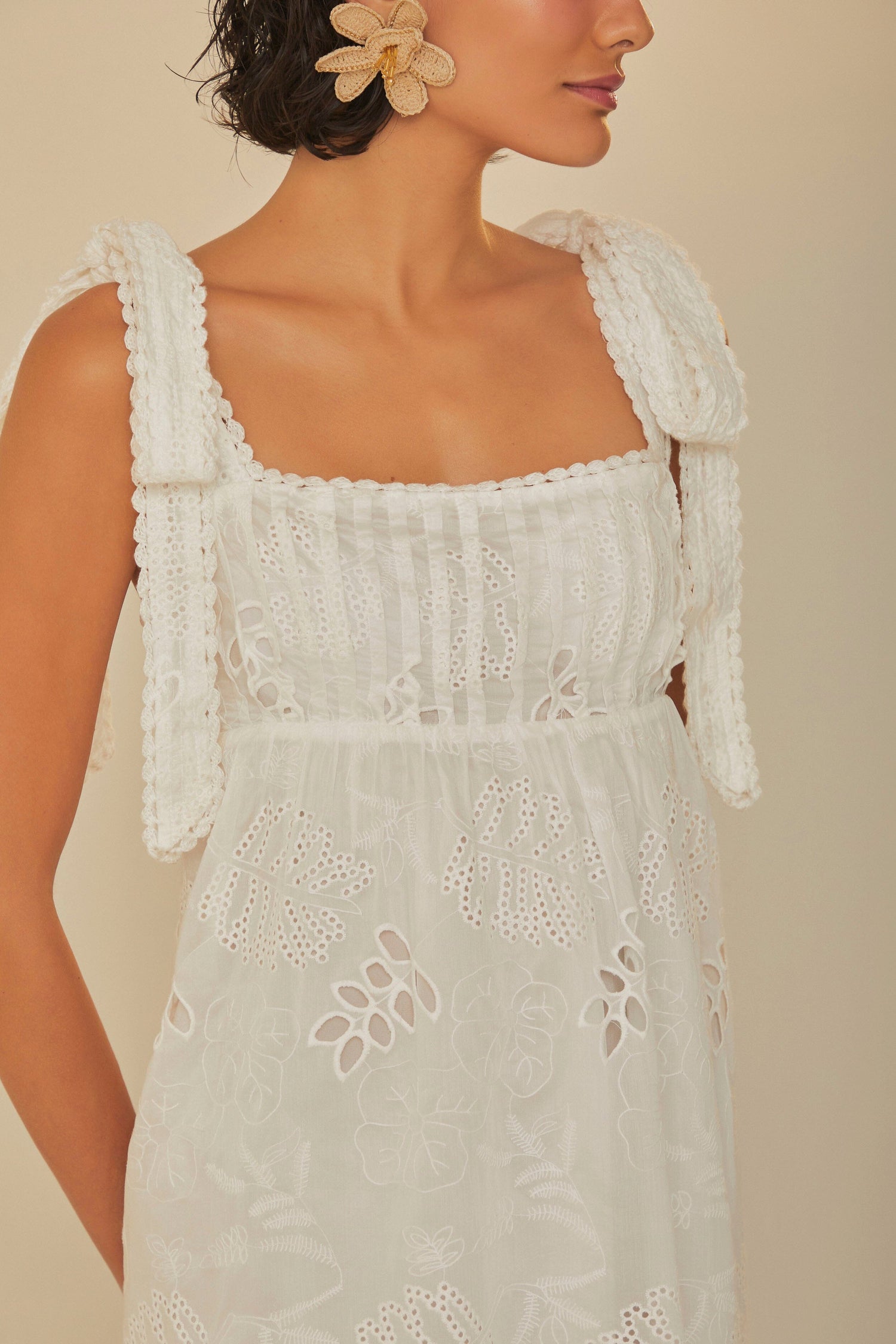 FARM Rio model wearing the Off-White Midi Dress