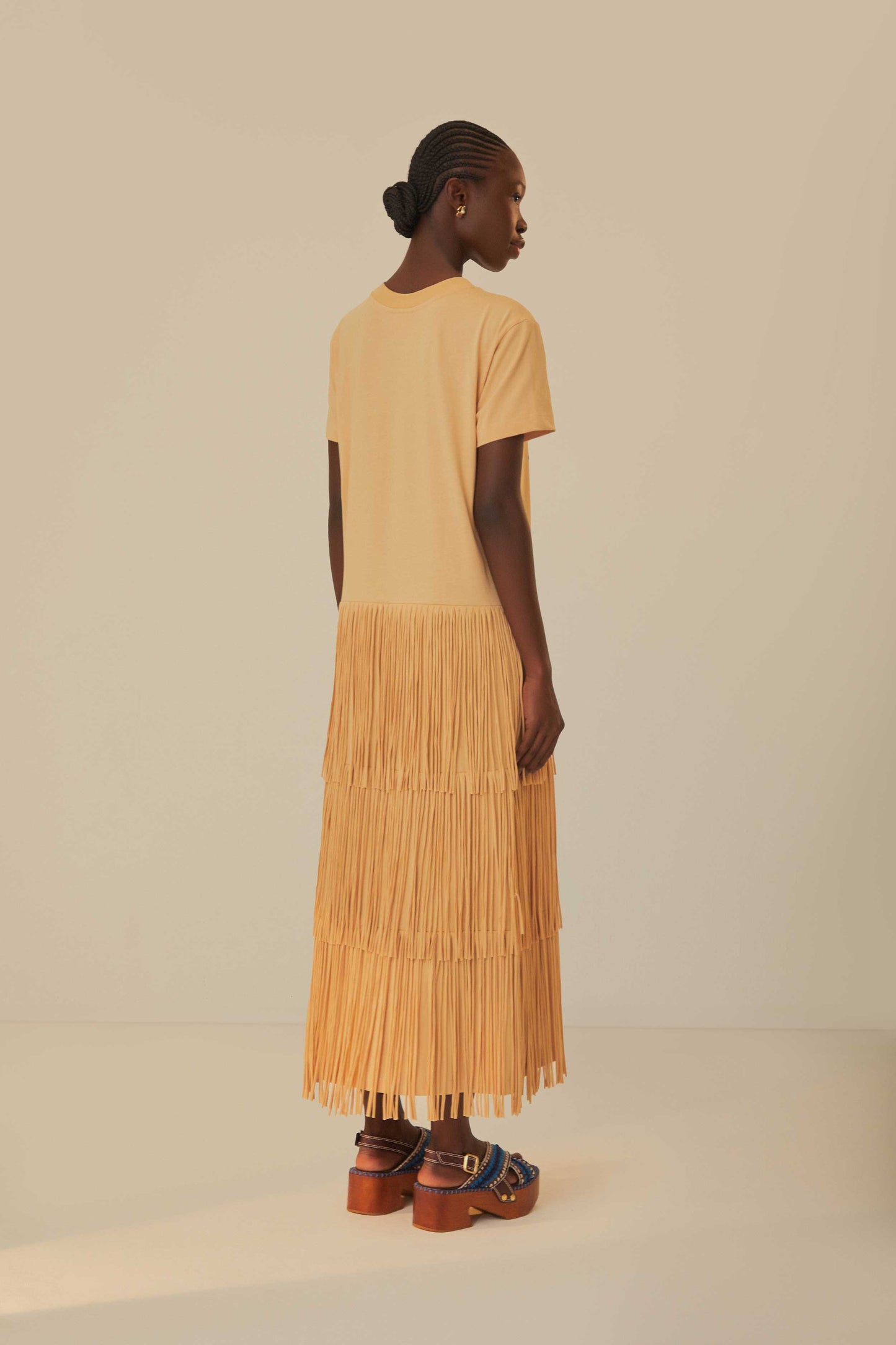FARM Rio model wearing the Summer In The Tropics Fringe Dress