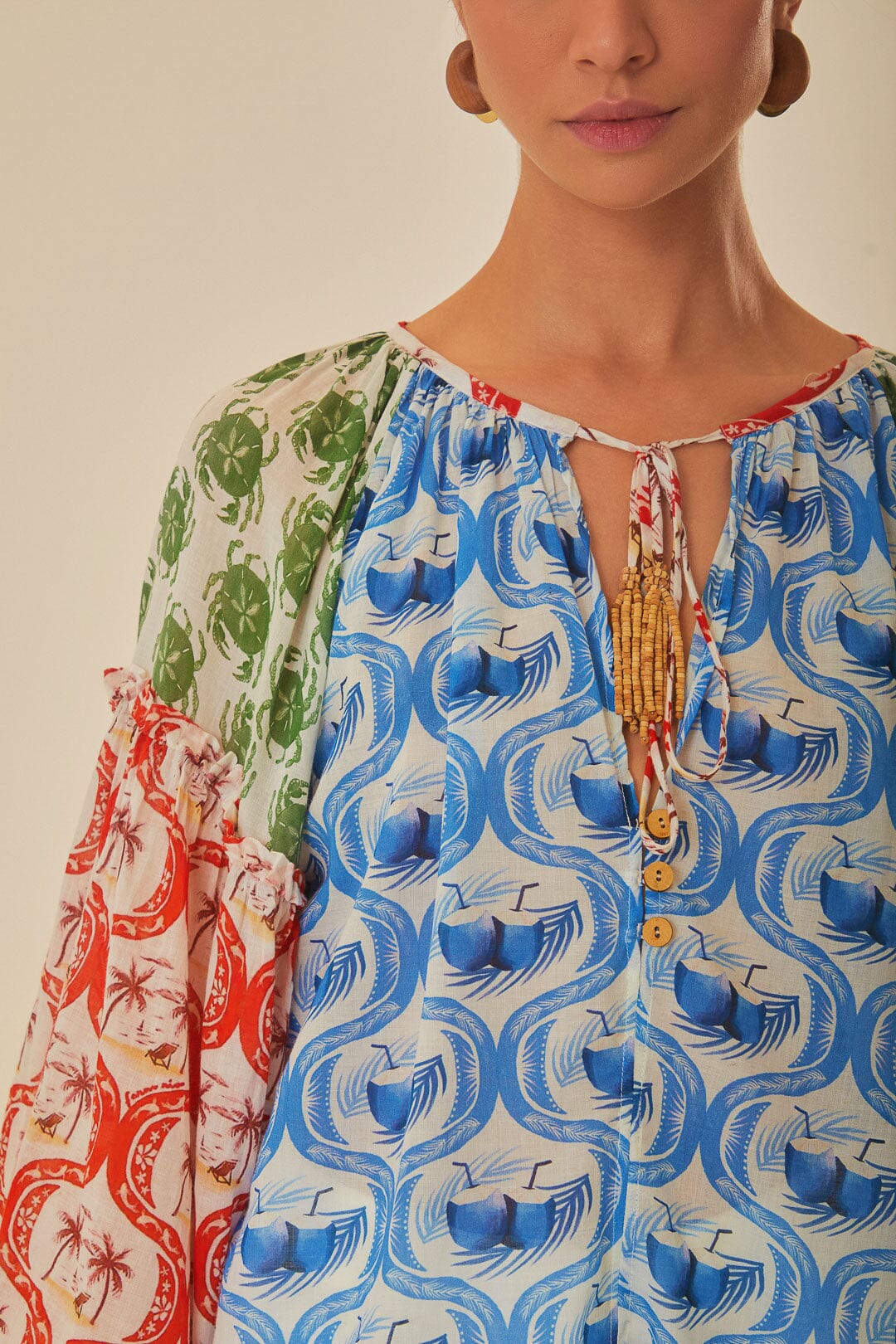 FARM Rio model wearing the Summer Mix Multicolor Blouse