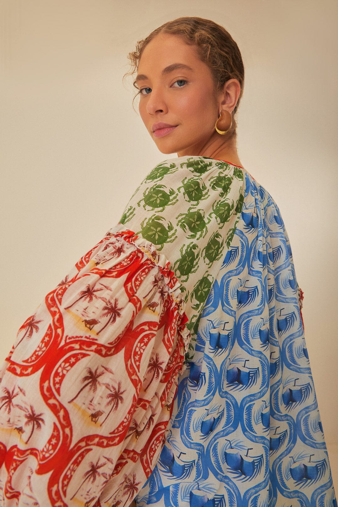 FARM Rio model wearing the Summer Mix Multicolor Blouse