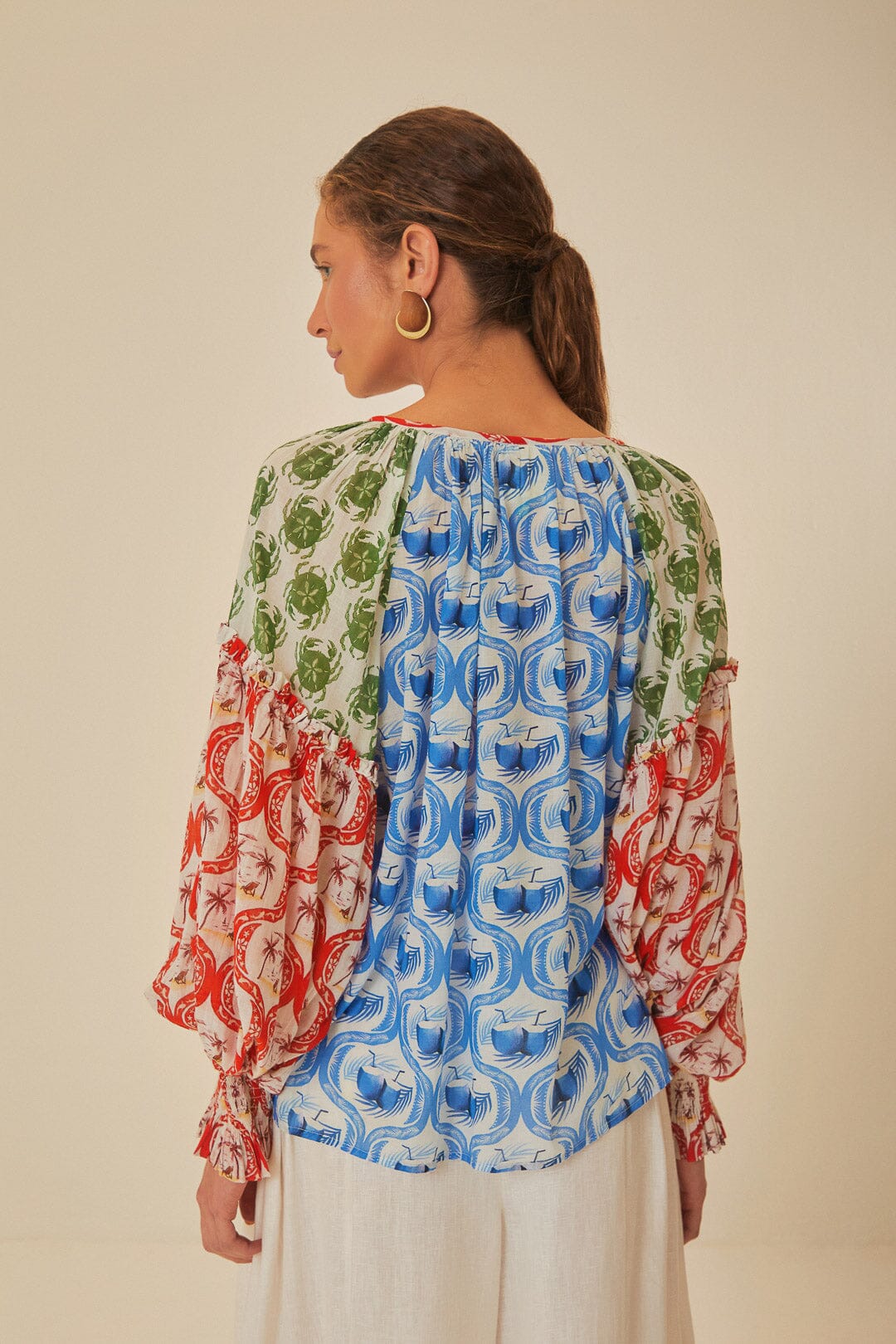 FARM Rio model wearing the Summer Mix Multicolor Blouse