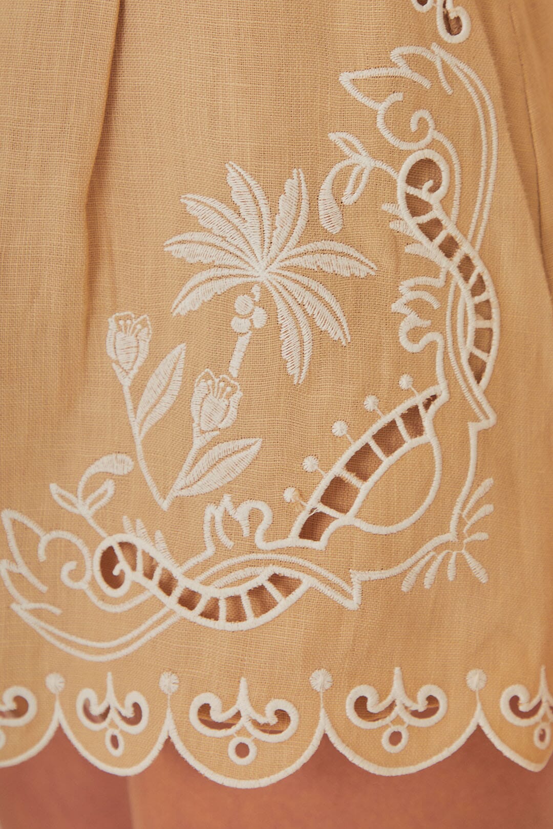 FARM Rio model wearing the Khaki Embroidered Shorts