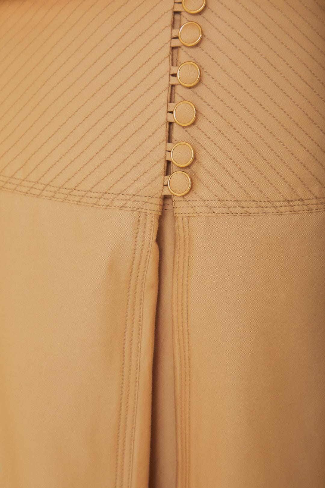FARM Rio model wearing the Khaki Topstitching Yoke Maxi Skirt