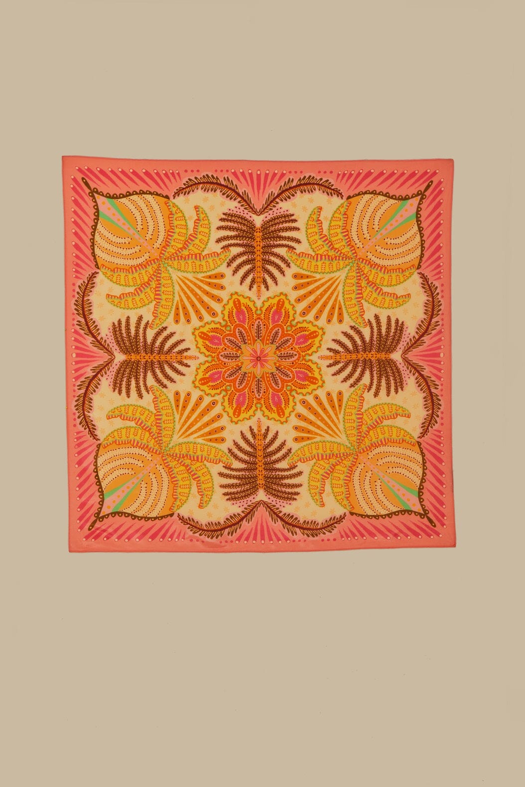 FARM Rio model wearing the Sand Palms Scarf