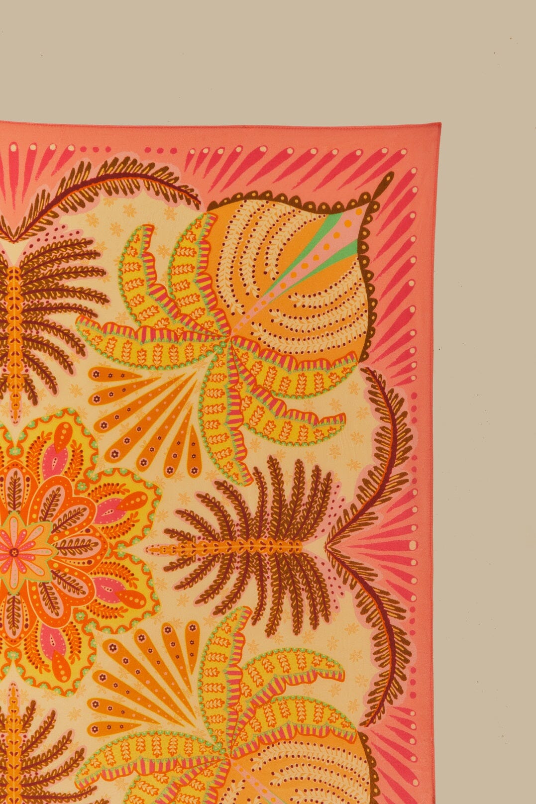 FARM Rio model wearing the Sand Palms Scarf