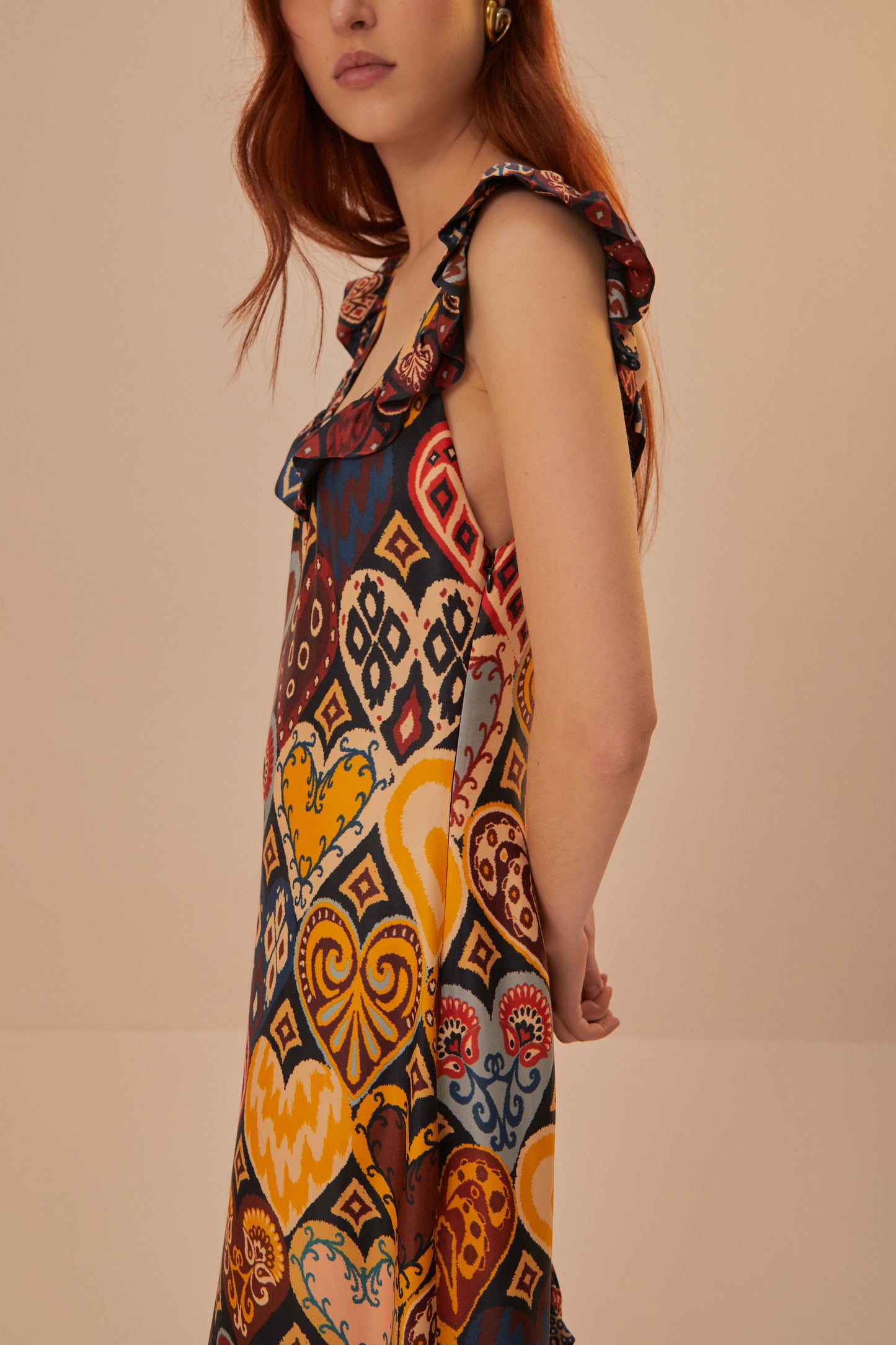 Hearts Ikat Black Maxi Dress