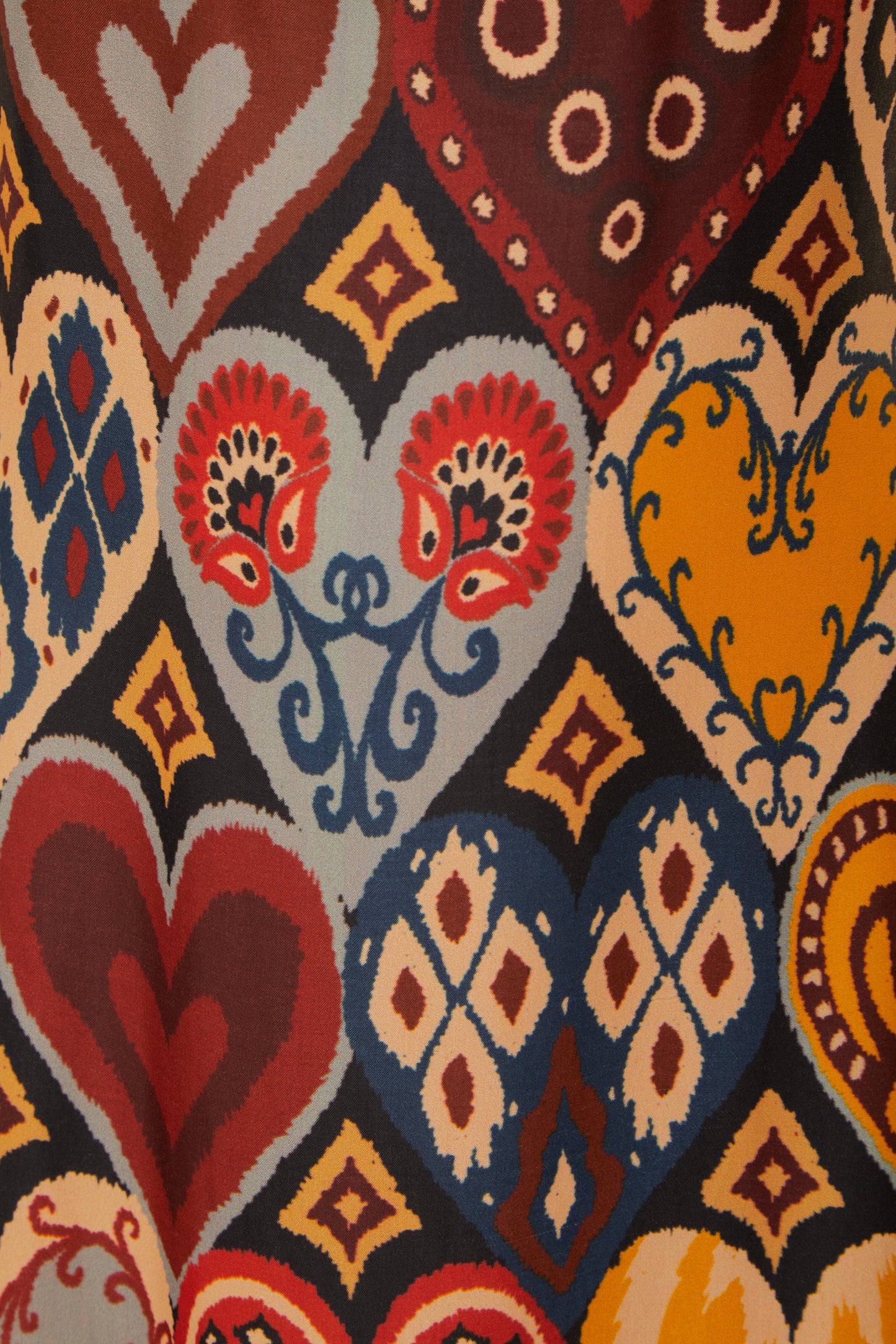 Hearts Ikat Black Maxi Dress
