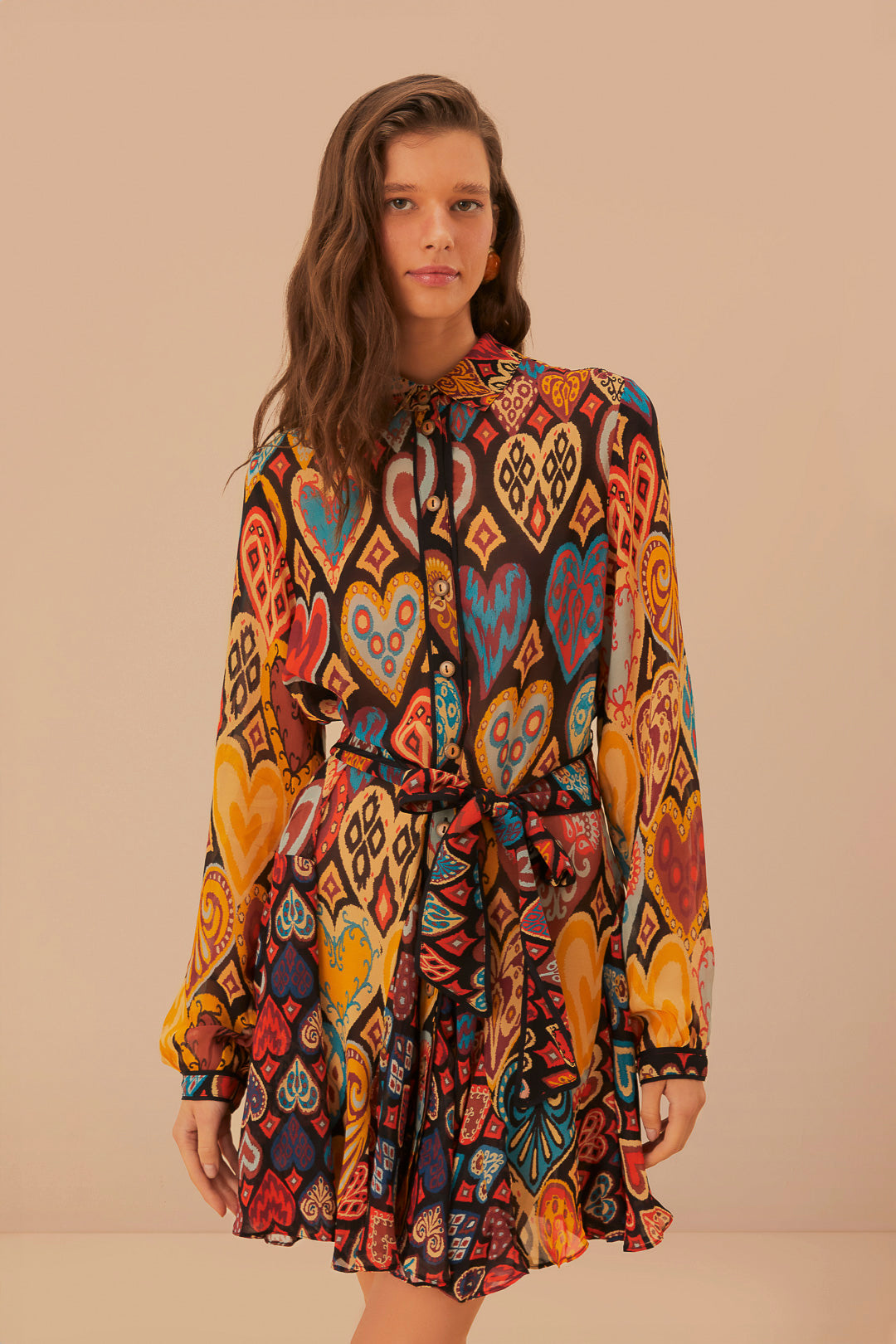 Hearts Ikat Black Mini Dress