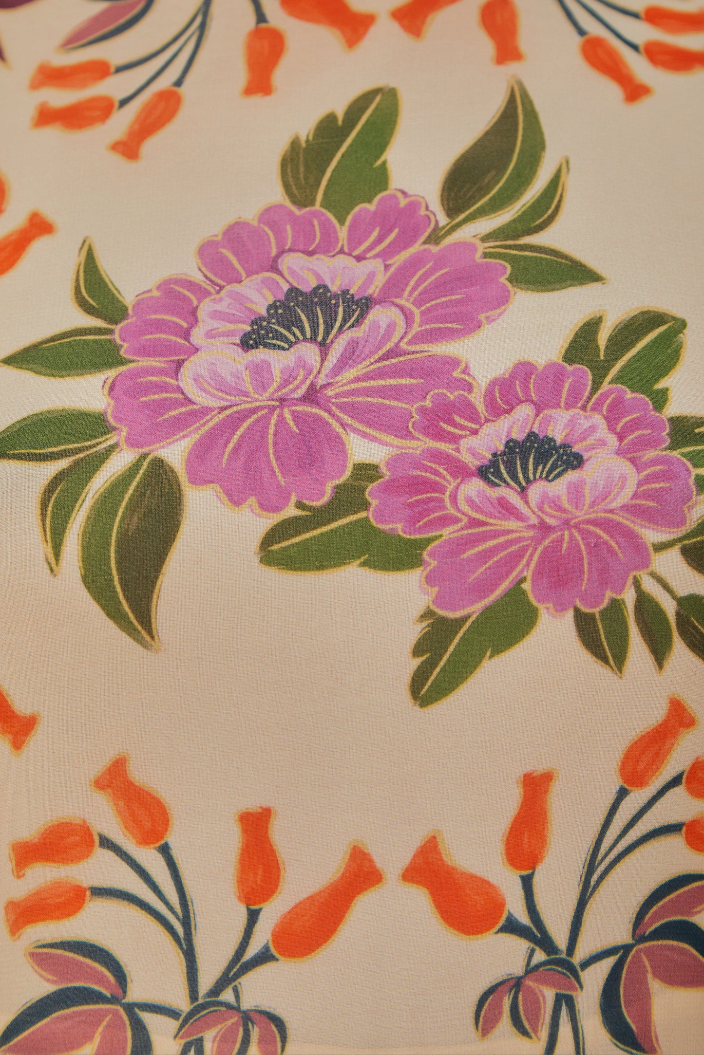 FARM Rio model wearing the Cream Winter Garden Ruffle Maxi Dress