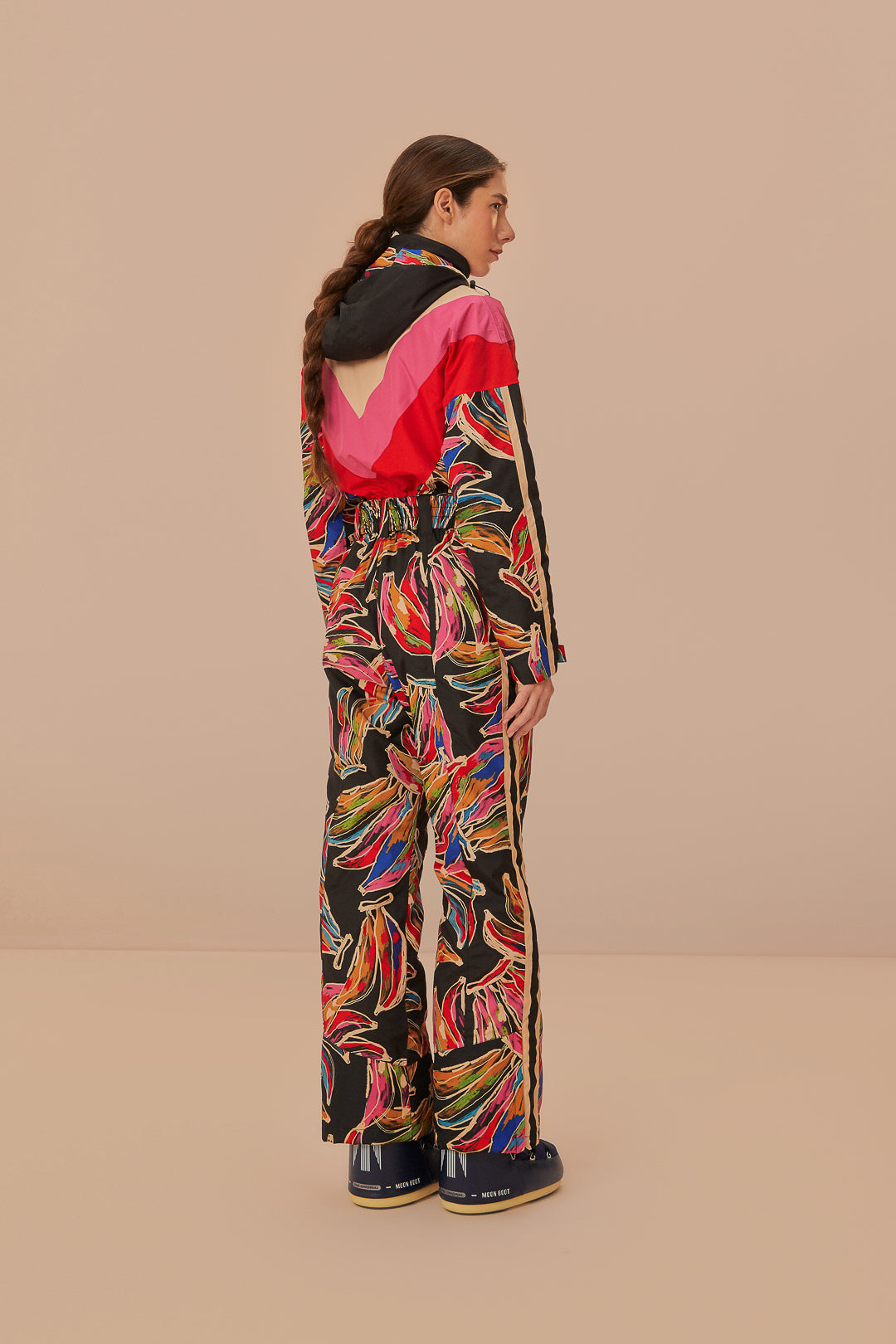 FARM Rio model wearing the Artsy Banana Ski Jumpsuit