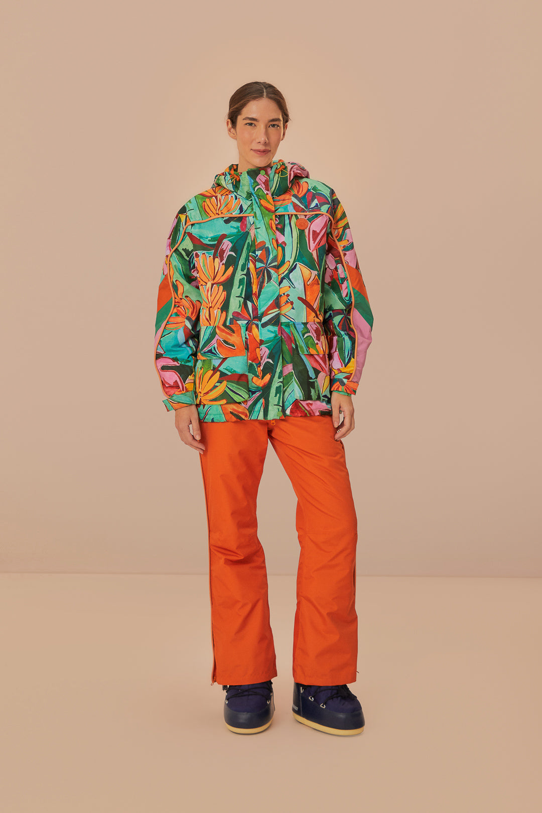 FARM Rio model wearing the Banana Leaves Ski Jacket