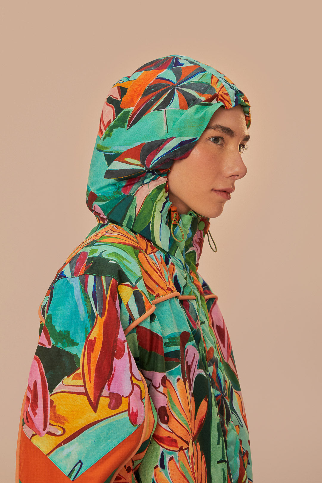 FARM Rio model wearing the Banana Leaves Ski Jacket
