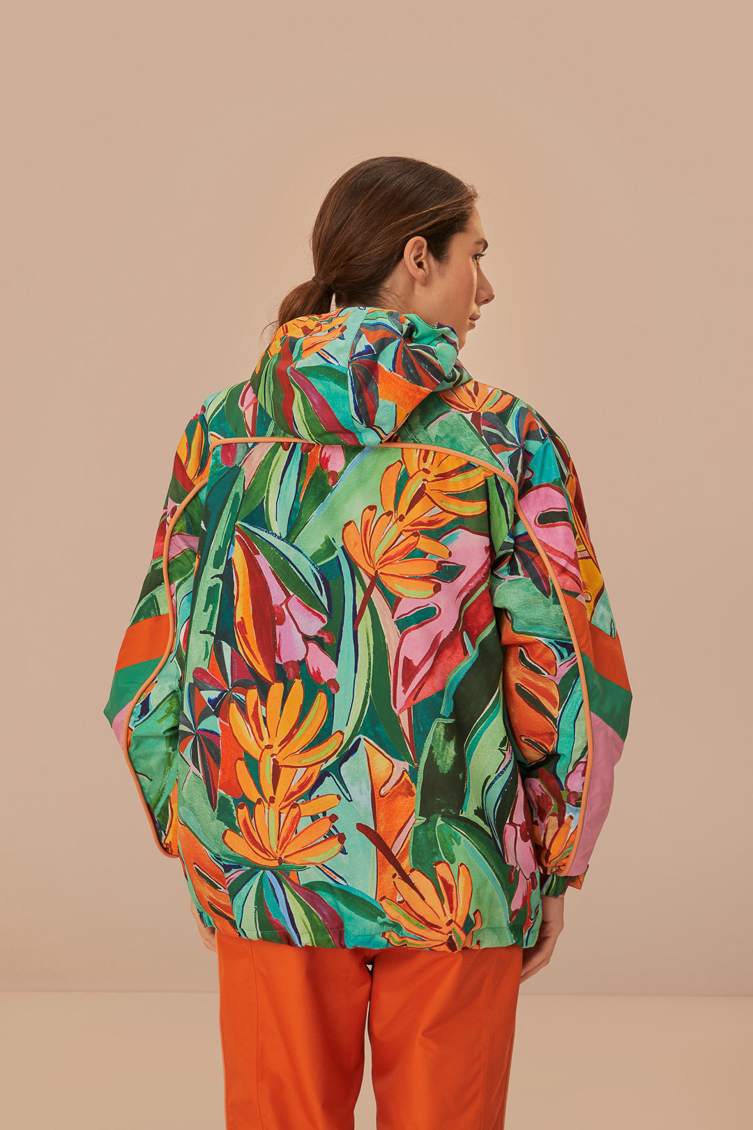 FARM Rio model wearing the Banana Leaves Ski Jacket